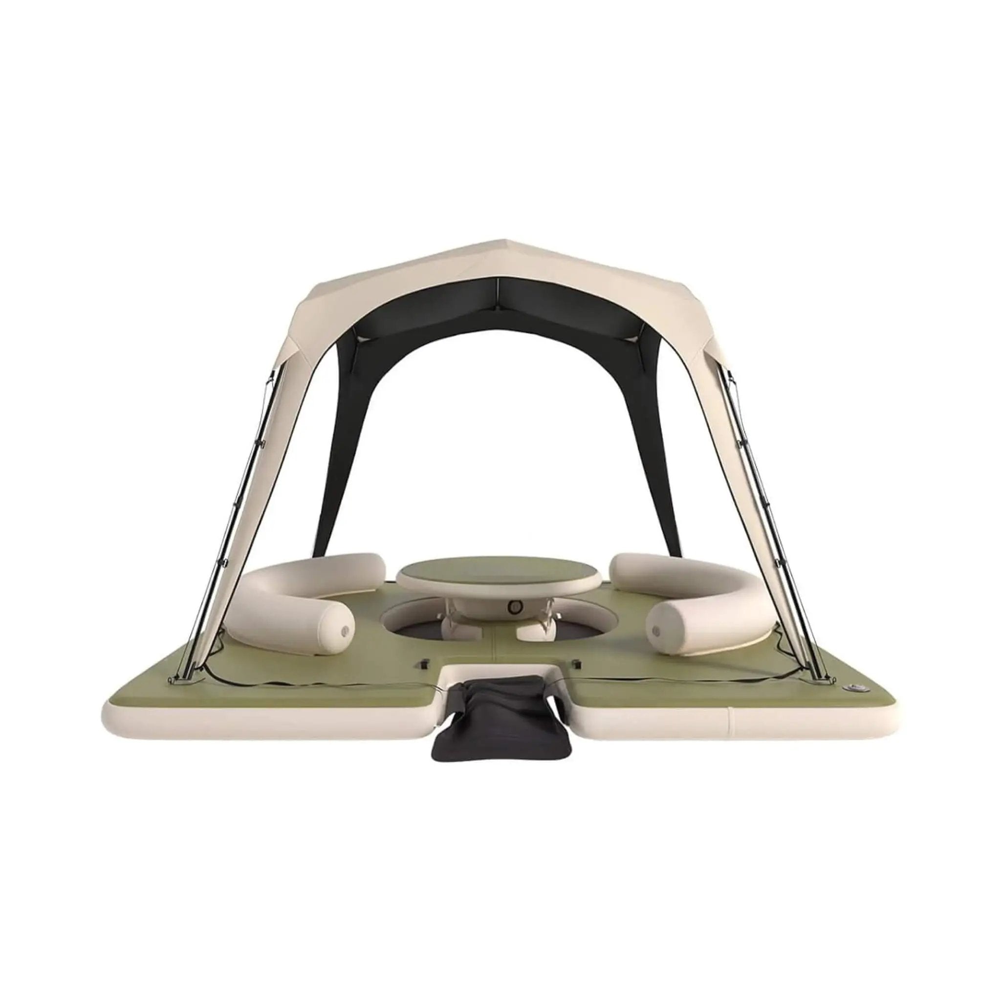 [11X11FT] Premium Floating Dock Lounge With With Ladder, Double Seats, Table, And Canopy (SAK49273) by SAKSBY WHOLESALE