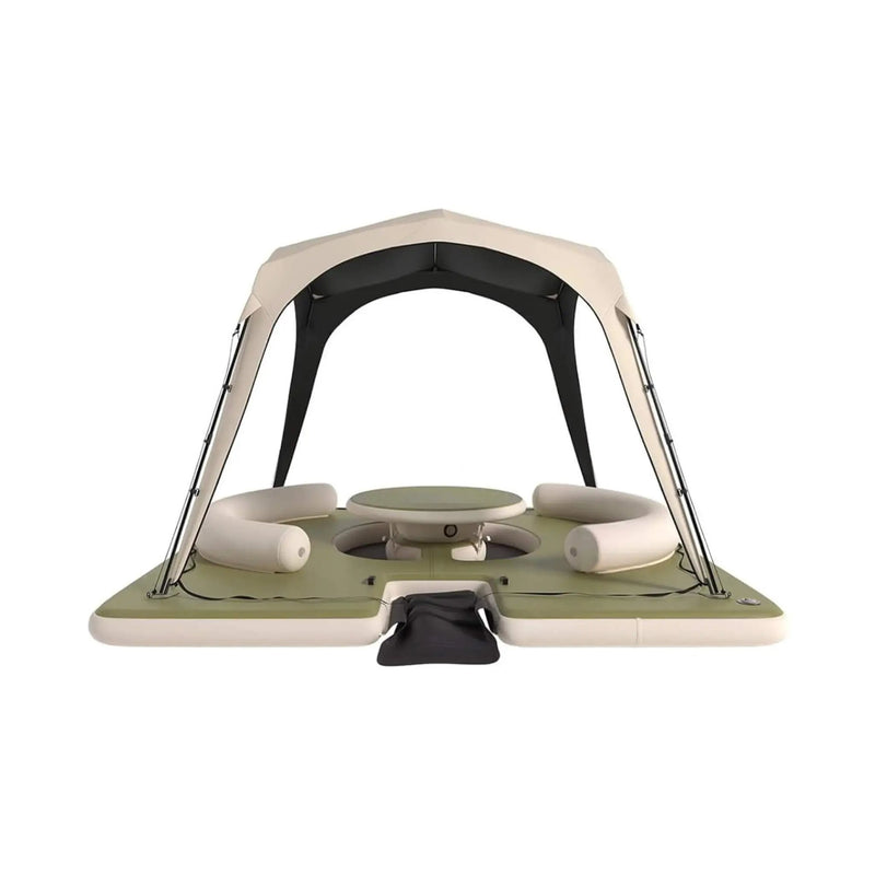 [11X11FT] Premium Floating Dock Lounge With With Ladder, Double Seats, Table, And Canopy (SAK49273) by SAKSBY WHOLESALE