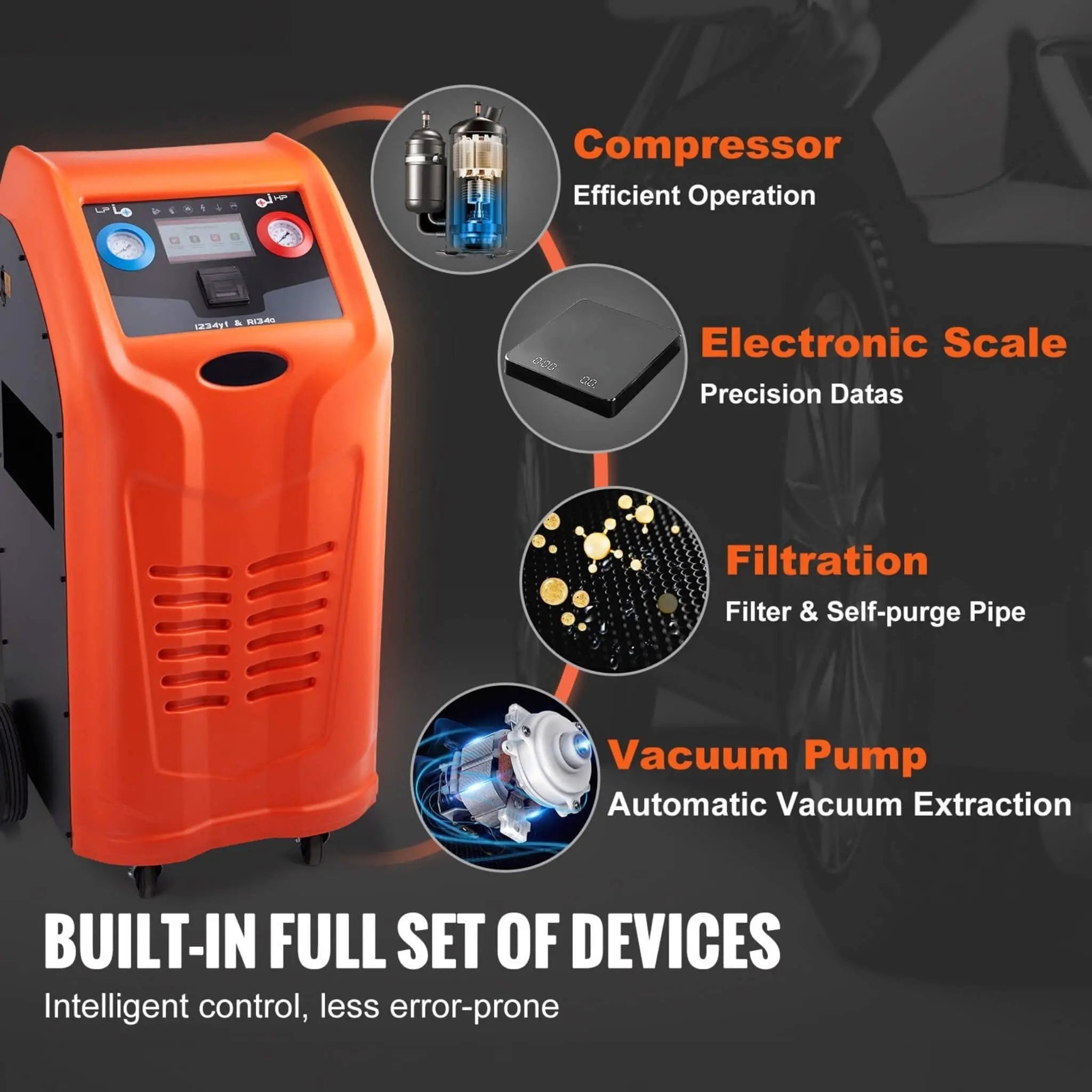 Premium Fully Automatic Dual Cylinder AC Refrigerant Recovery Machine Kit (SAK49605) by SAKSBY WHOLESALE