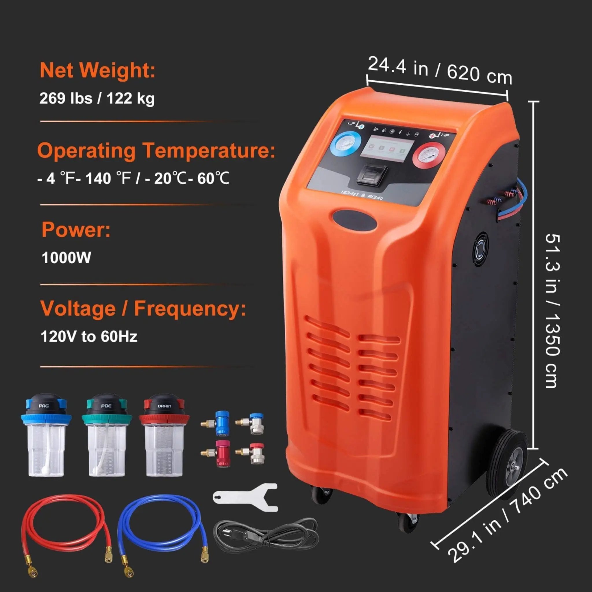 Premium Fully Automatic Dual Cylinder AC Refrigerant Recovery Machine Kit (SAK49605) by SAKSBY WHOLESALE