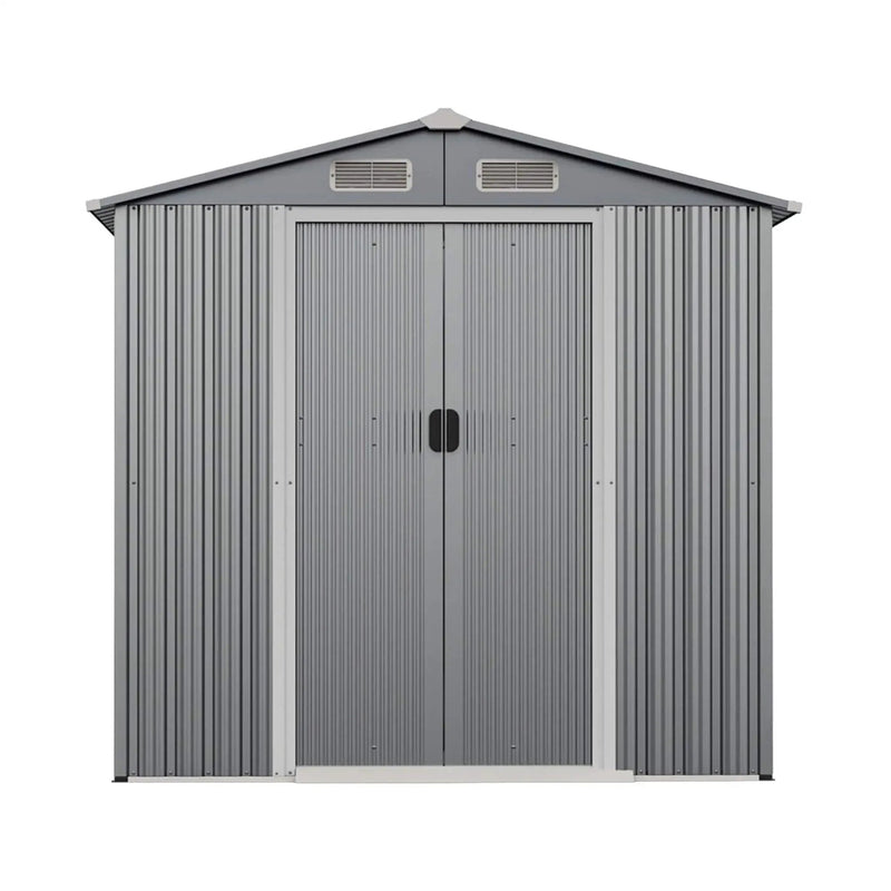 [04X06FT] Alora Premium Garden Galvanized Steel Storage Shed W/ Lockable Sliding Doors (SAK75842) by SAKSBY WHOLESALE