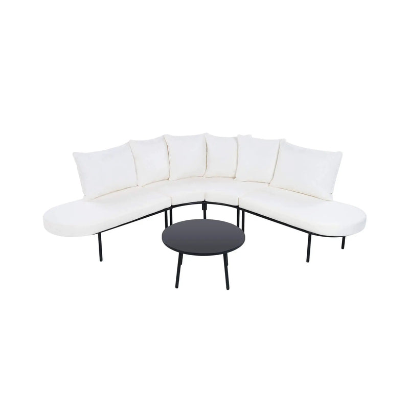 Alora Premium Half-Moon 6-Person Curved All-Weather Outdoor Furniture Sofa Patio Set With Coffee Table And Cushions (SAK76332) by SAKSBY WHOLESALE