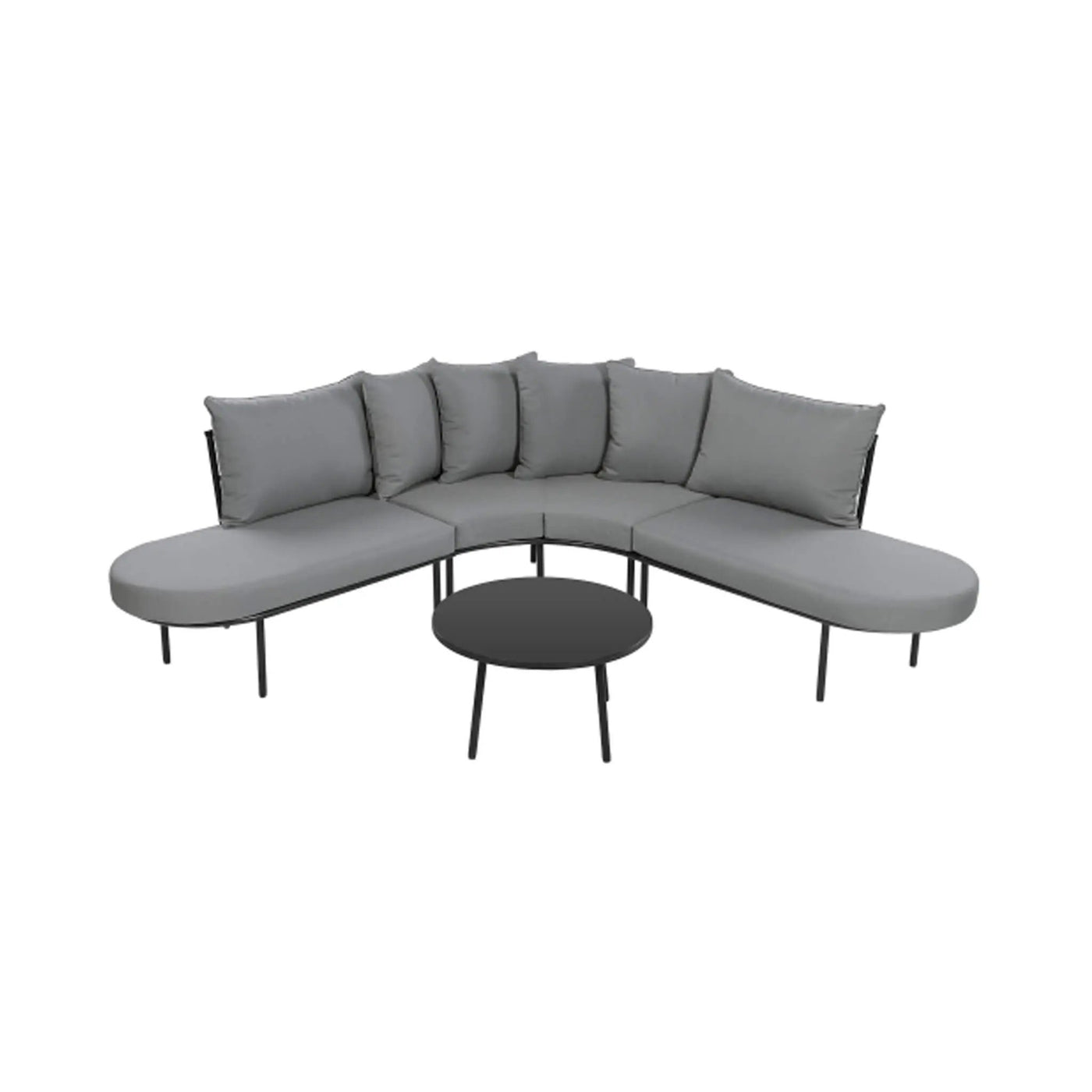 Premium Half-Moon 6-Person Curved All-Weather Outdoor Furniture Sofa Patio Set With Coffee Table And Cushions (SAK76332) by SAKSBY WHOLESALE