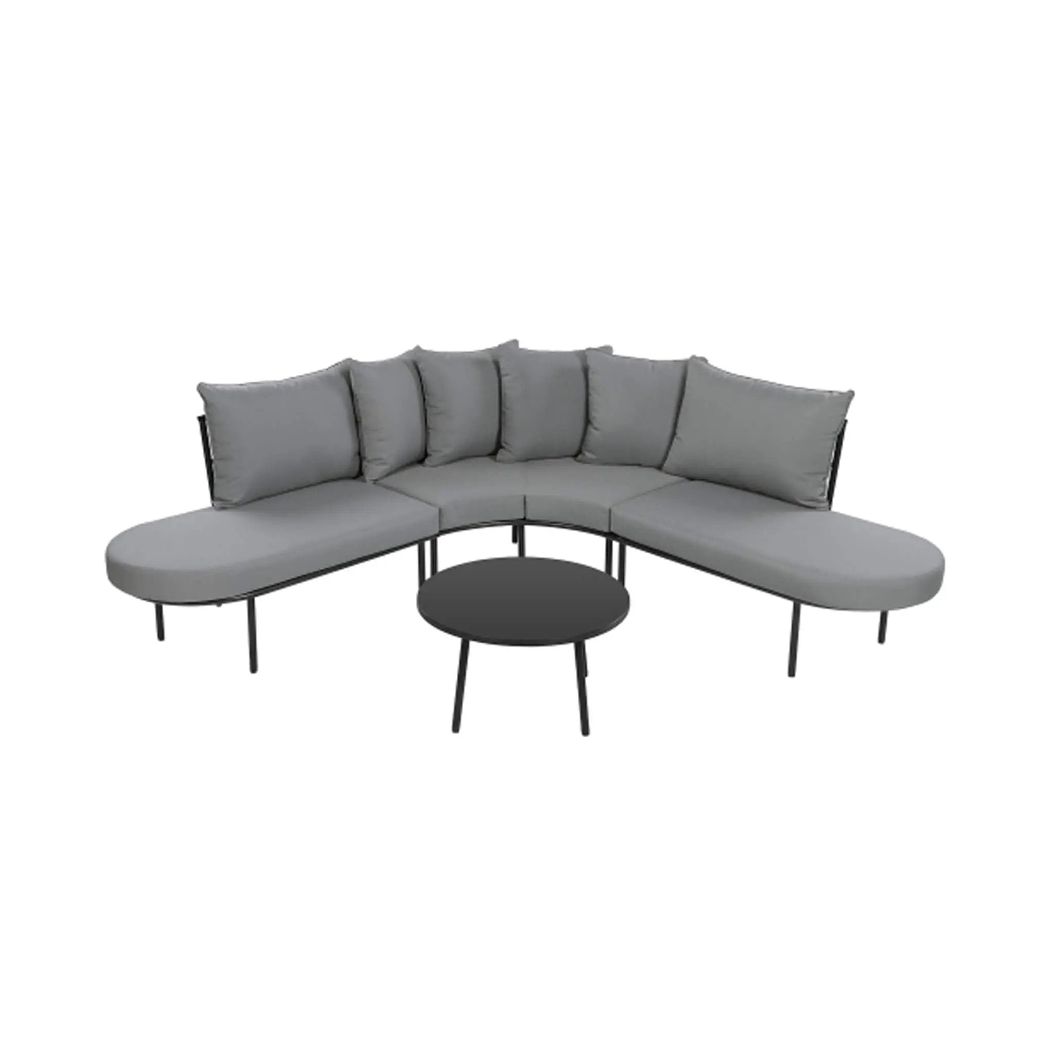 Alora Premium Half-Moon 6-Person Curved All-Weather Outdoor Furniture Sofa Patio Set With Coffee Table And Cushions (SAK76332) by SAKSBY WHOLESALE