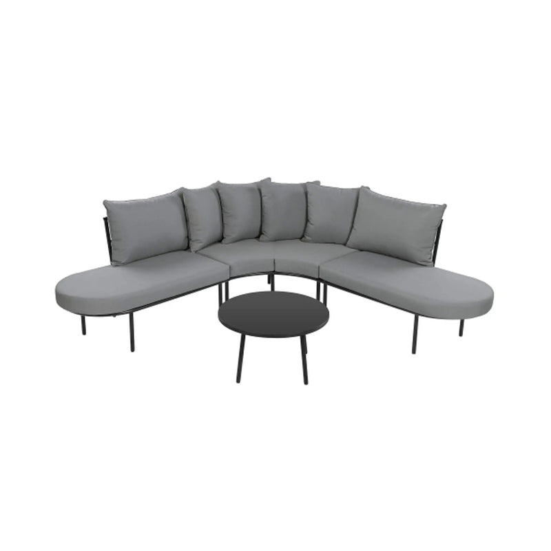 Alora Premium Half-Moon 6-Person Curved All-Weather Outdoor Furniture Sofa Patio Set With Coffee Table And Cushions (SAK76332) by SAKSBY WHOLESALE