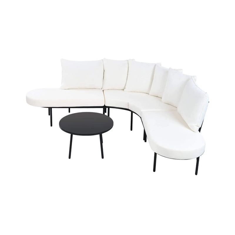 Alora Premium Half-Moon 6-Person Curved All-Weather Outdoor Furniture Sofa Patio Set With Coffee Table And Cushions (SAK76332) by SAKSBY WHOLESALE