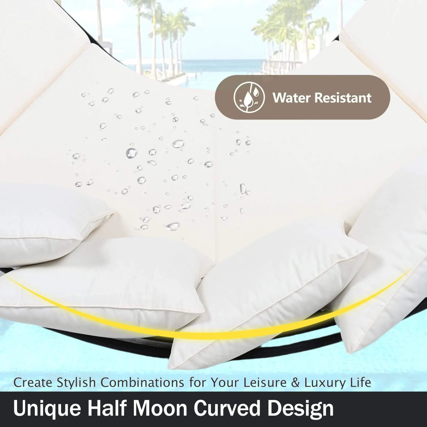 Premium Half-Moon 6-Person Curved All-Weather Outdoor Furniture Sofa Patio Set With Coffee Table And Cushions (SAK76332) by SAKSBY WHOLESALE