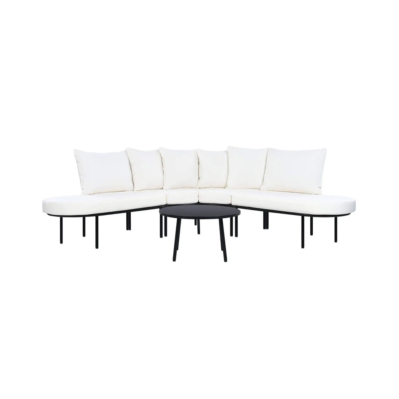 Premium Half-Moon 6-Person Curved All-Weather Outdoor Furniture Sofa Patio Set With Coffee Table And Cushions (SAK76332) by SAKSBY WHOLESALE