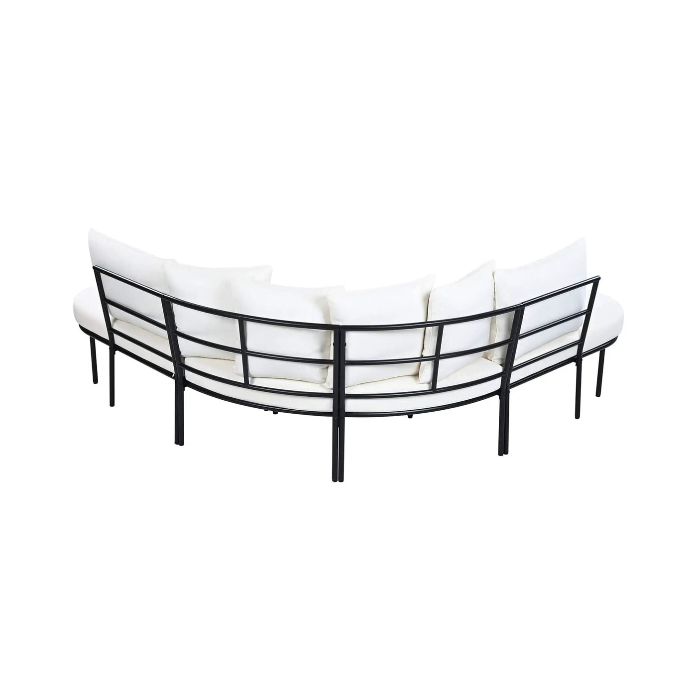Premium Half-Moon 6-Person Curved All-Weather Outdoor Furniture Sofa Patio Set With Coffee Table And Cushions (SAK76332) by SAKSBY WHOLESALE