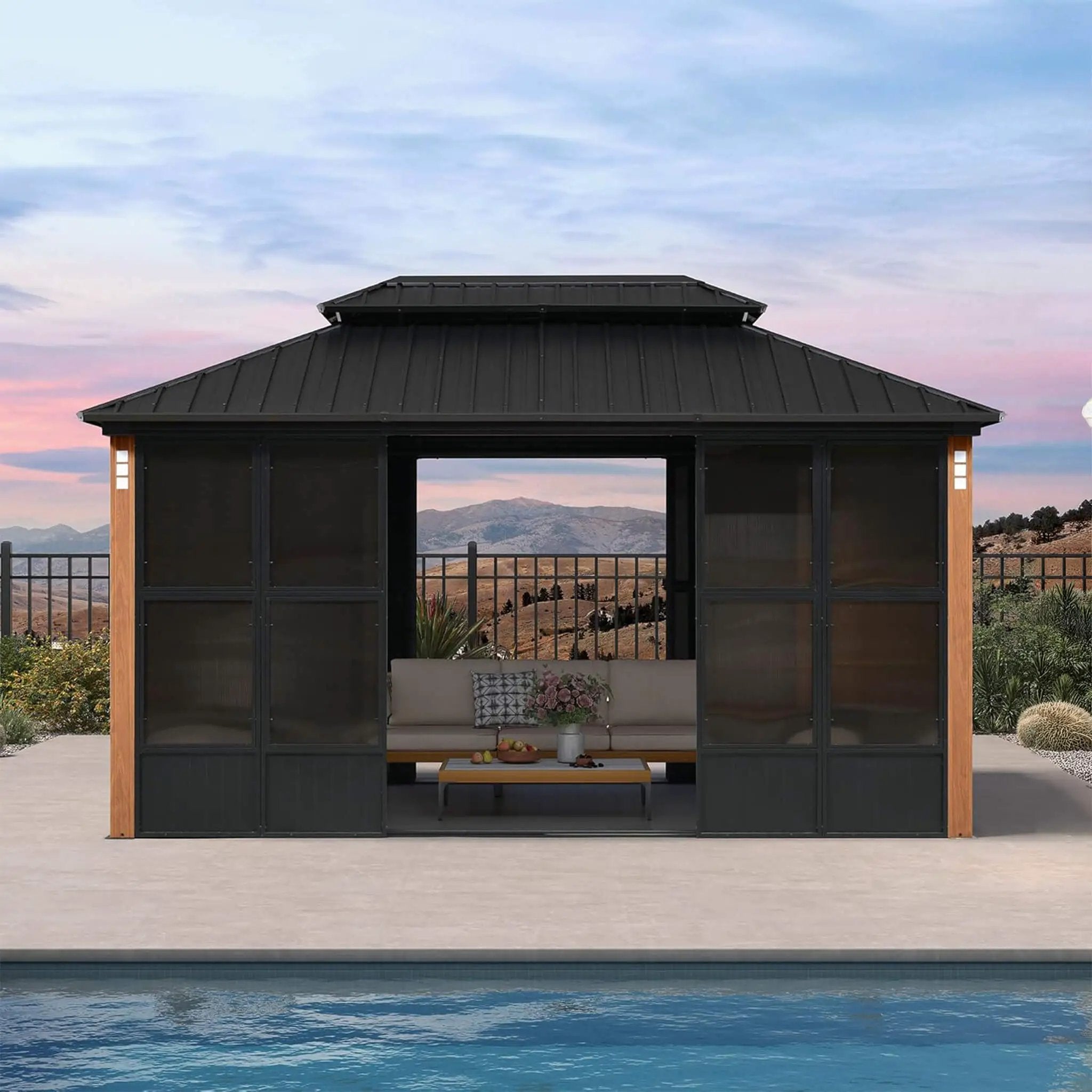 Alora Prestige Premium Hardtop Double Top Outdoor Patio Solarium Sunroom (SAK43078) by SAKSBY WHOLESALE