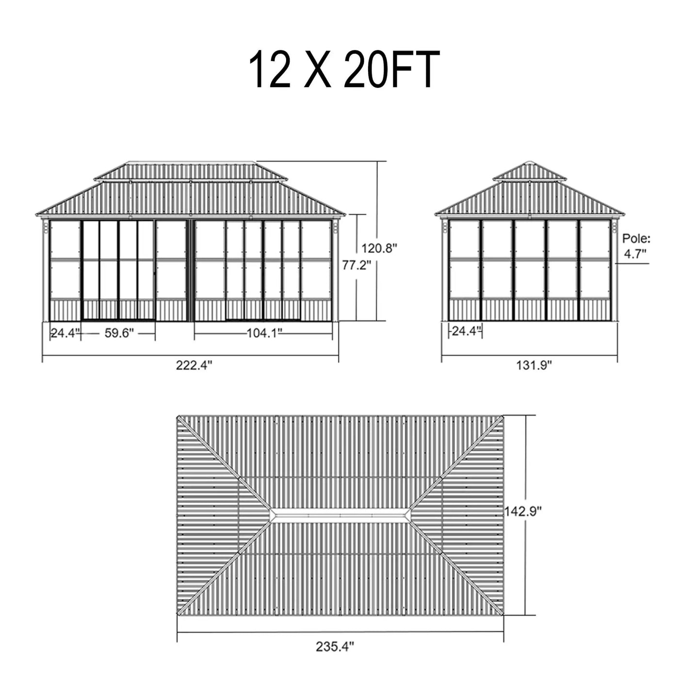 Alora Prestige Premium Hardtop Double Top Outdoor Patio Solarium Sunroom (SAK43078) by SAKSBY WHOLESALE