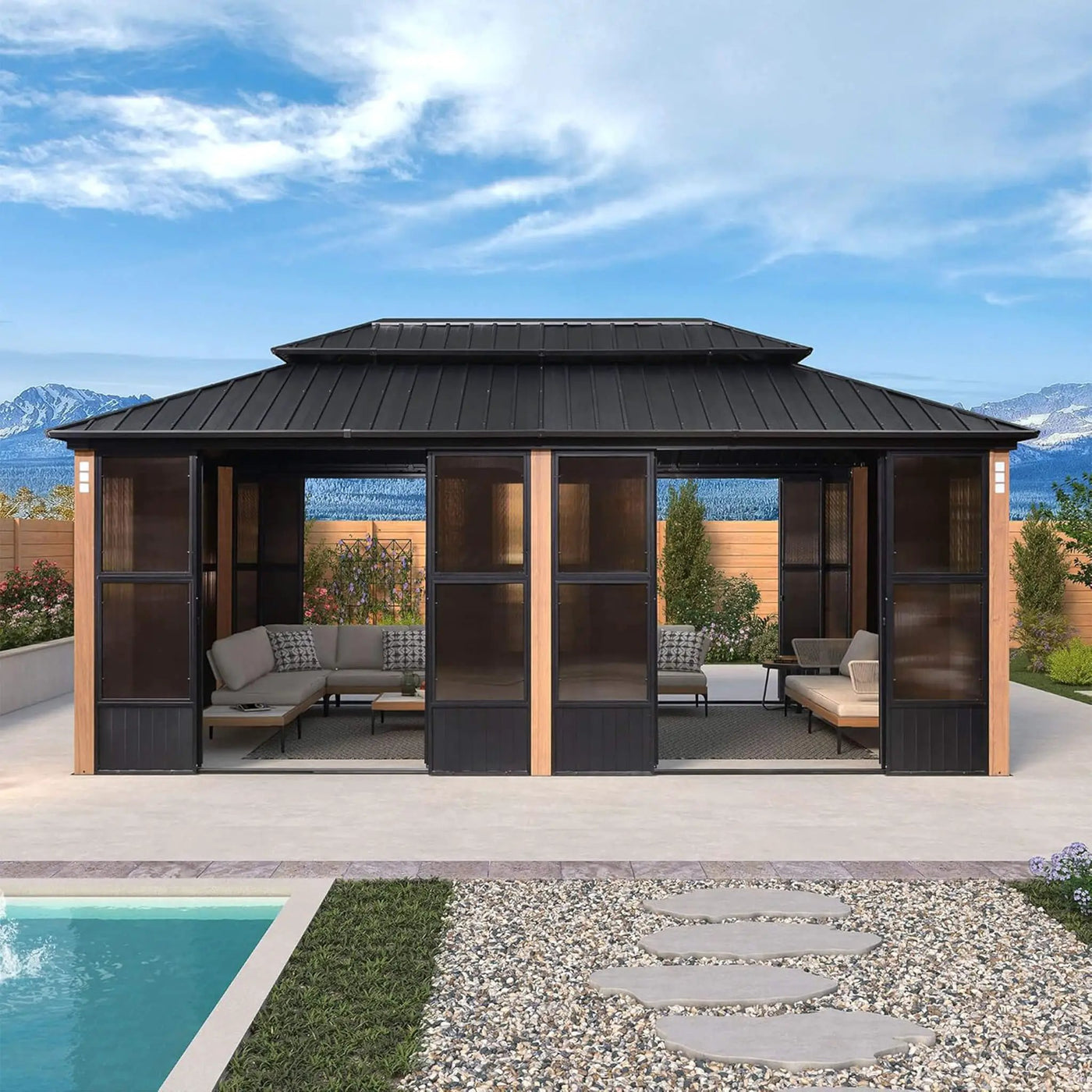 Alora Prestige Premium Hardtop Double Top Outdoor Patio Solarium Sunroom (SAK43078) by SAKSBY WHOLESALE