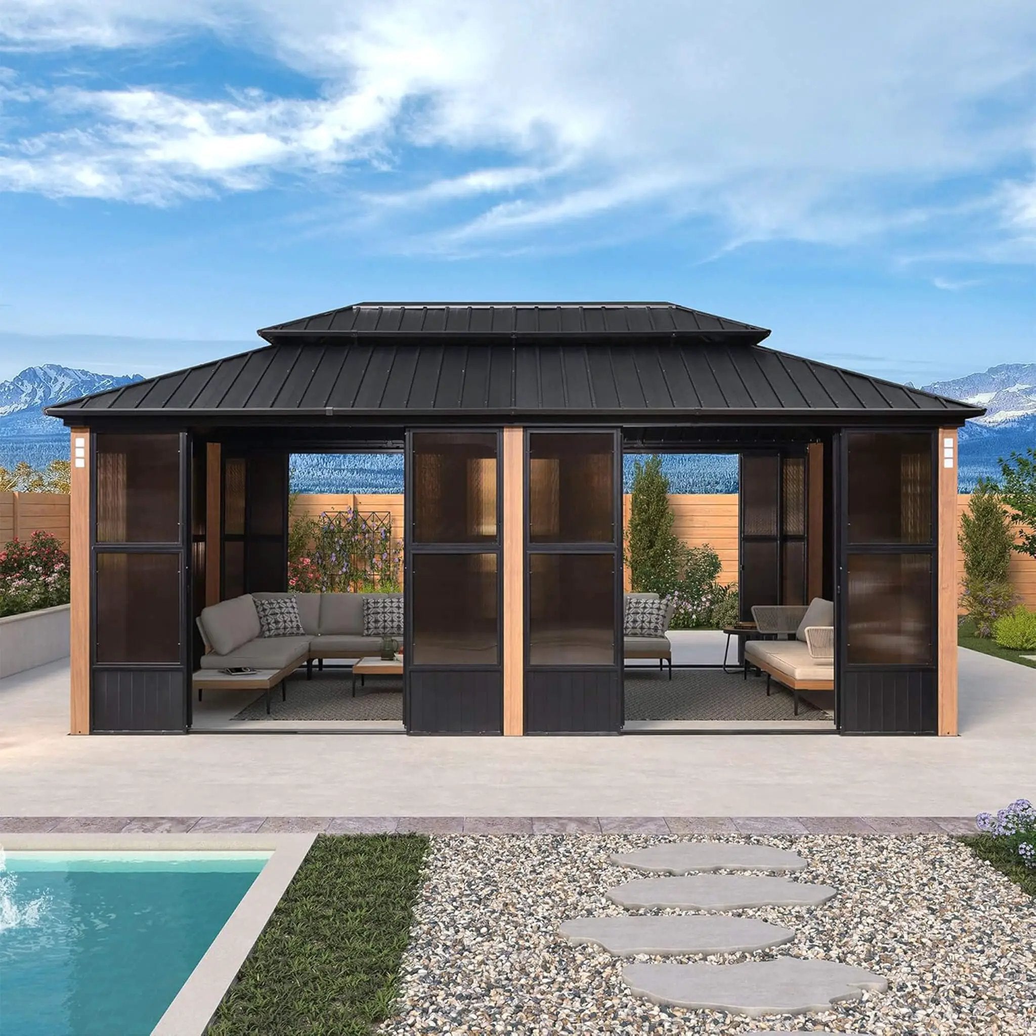 Alora Prestige Premium Hardtop Double Top Outdoor Patio Solarium Sunroom (SAK43078) by SAKSBY WHOLESALE