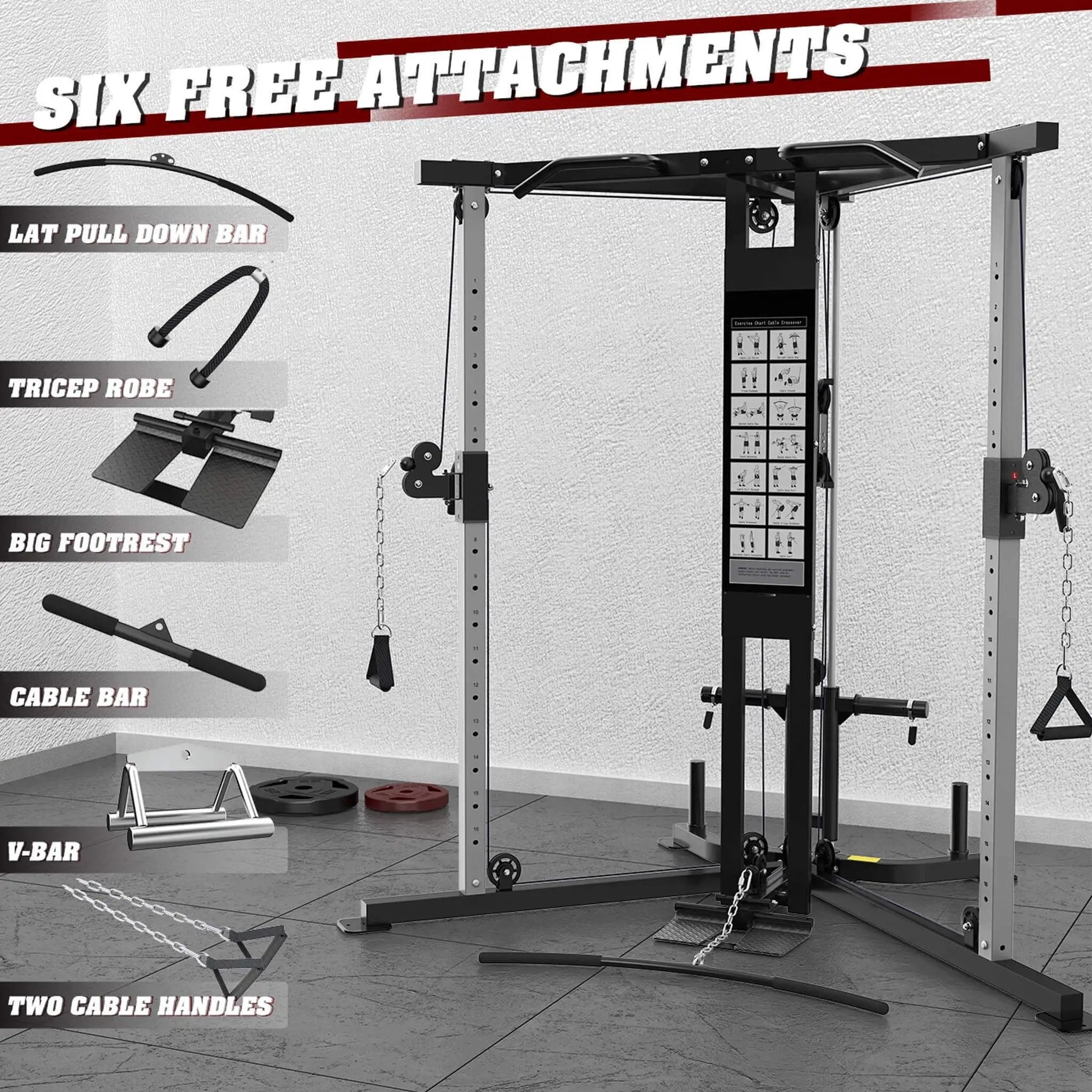 Rovix Premium Home Cable Crossover Full Body Workout Fly Machine, 350LBS (SAK06341) by SAKSBY WHOLESALE