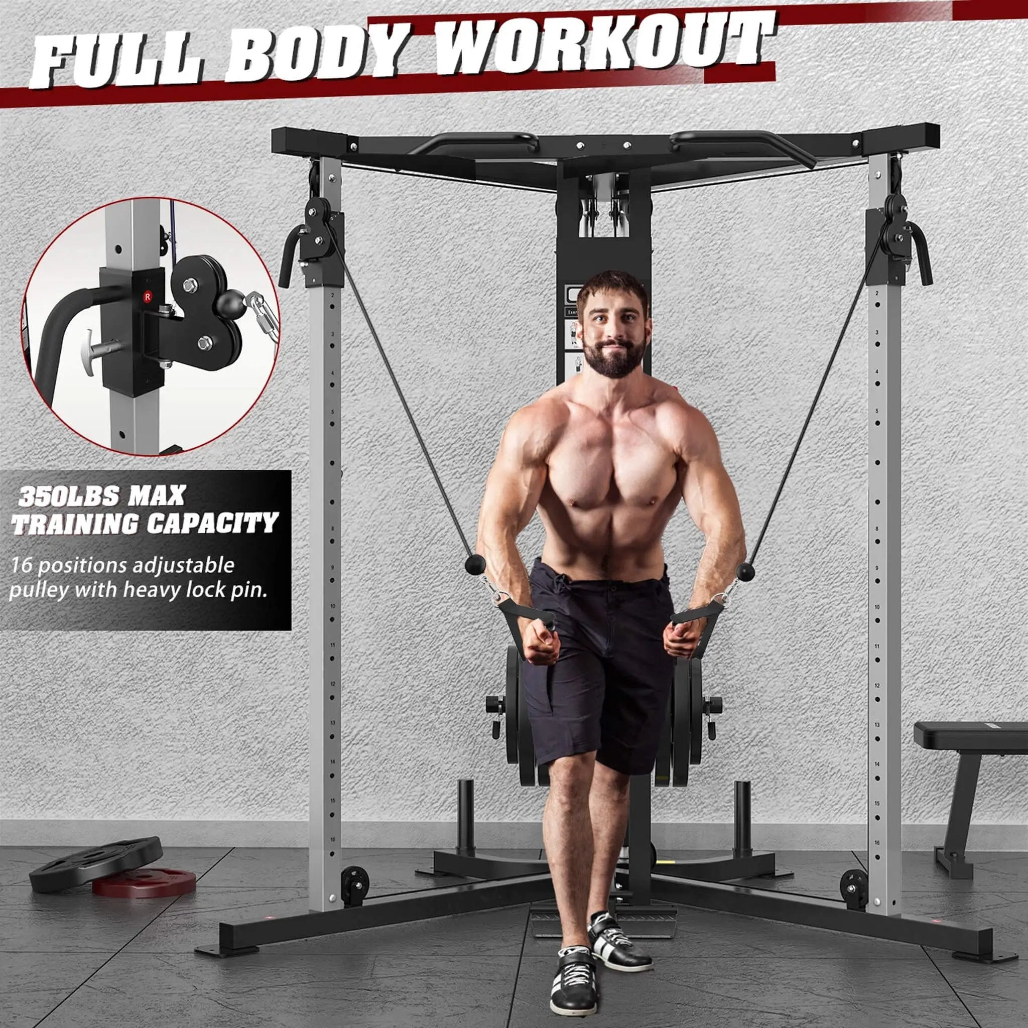 Rovix Premium Home Cable Crossover Full Body Workout Fly Machine, 350LBS (SAK06341) by SAKSBY WHOLESALE