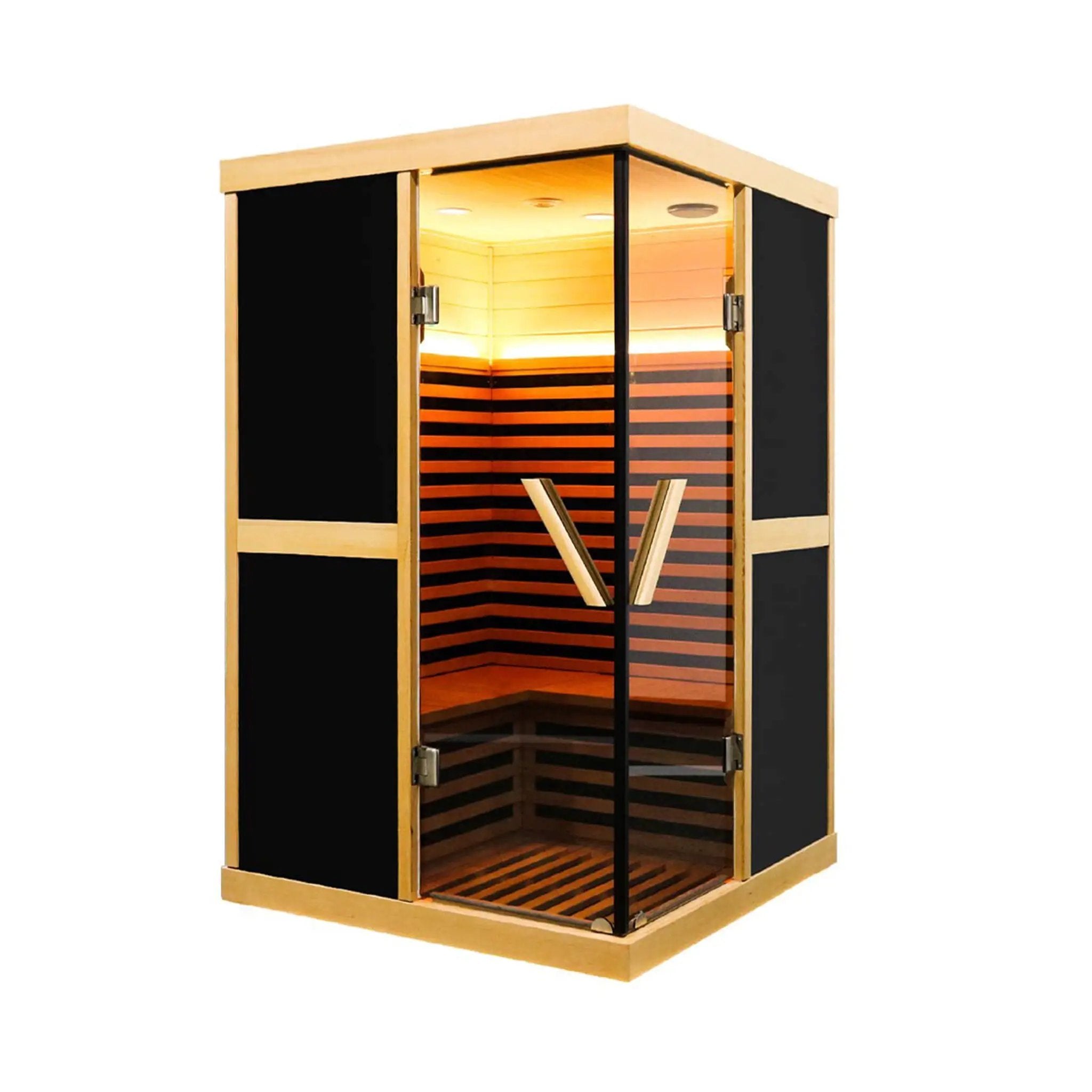 Thermora Helix Premium Large 2-Person V-Shaped FAR Infrared Sauna Room With Double Glass Doors, 1980W (SAK96413) by SAKSBY WHOLESALE