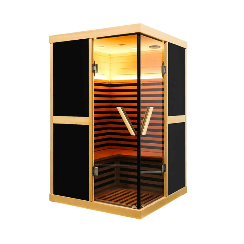Thermora Helix Premium Large 2-Person V-Shaped FAR Infrared Sauna Room With Double Glass Doors, 1980W (SAK96413) by SAKSBY WHOLESALE