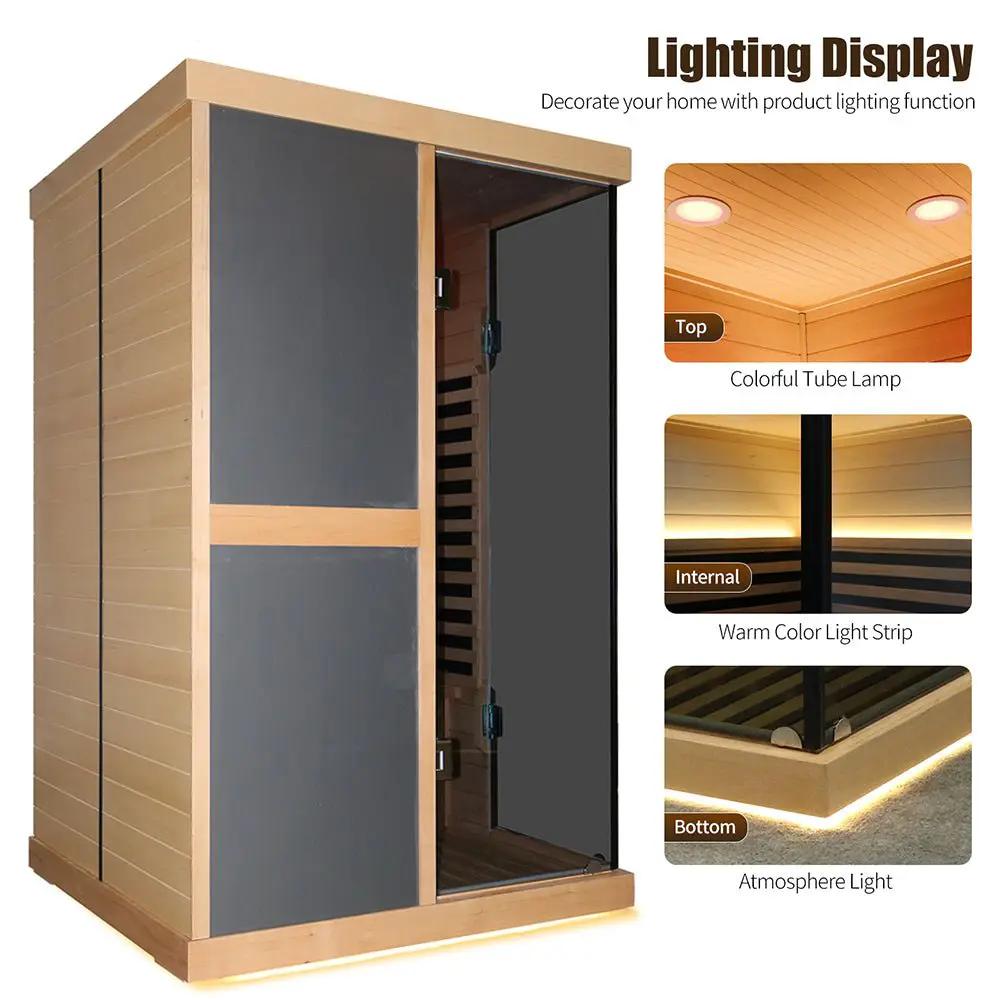 Thermora Helix Premium Large 2-Person V-Shaped FAR Infrared Sauna Room With Double Glass Doors, 1980W (SAK96413) by SAKSBY WHOLESALE