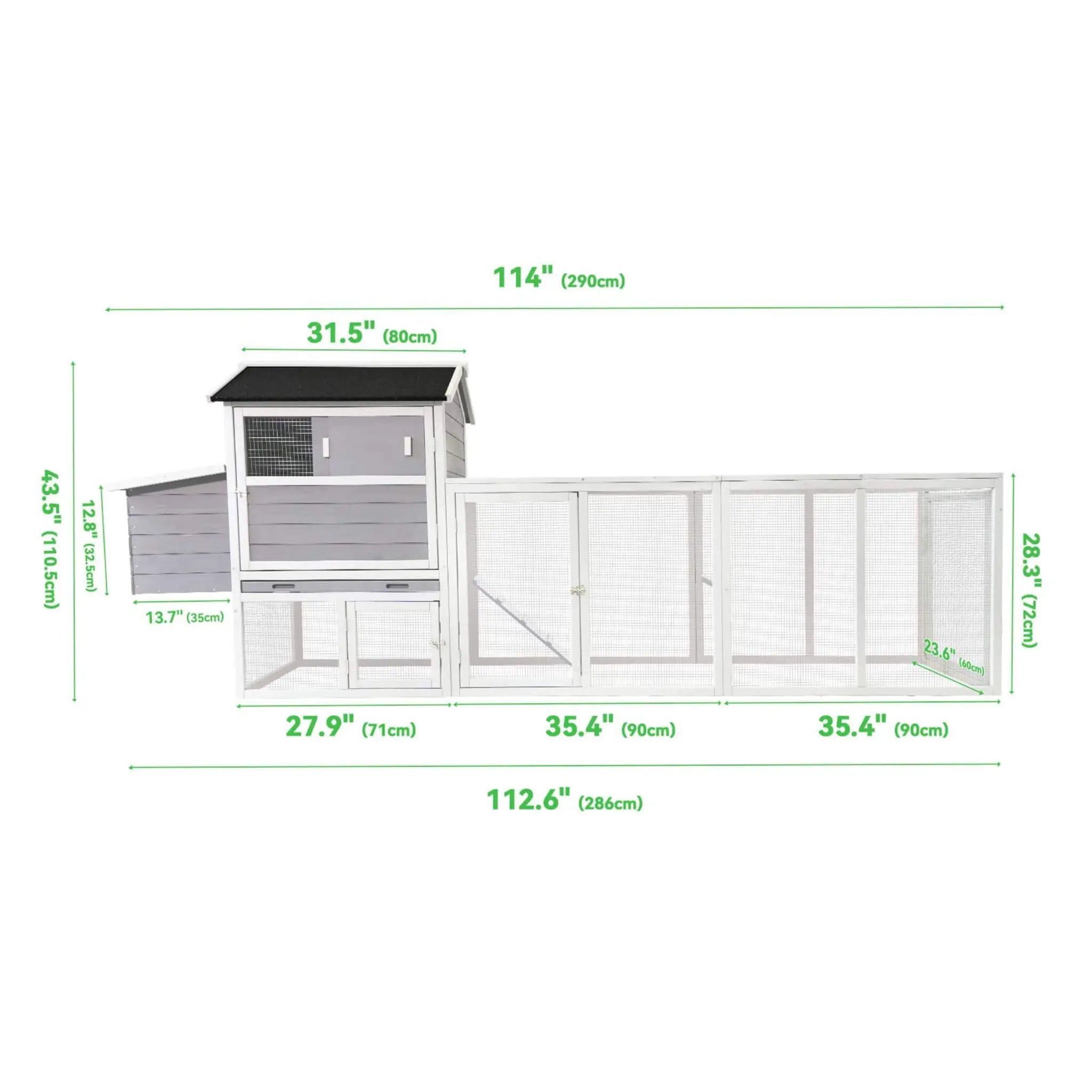 Large Heavy-Duty 113-Inch Outdoor Anti-UV Waterproof Wooden Chicken Coop Hen House (SAK32684) by SAKSBY WHOLESALE