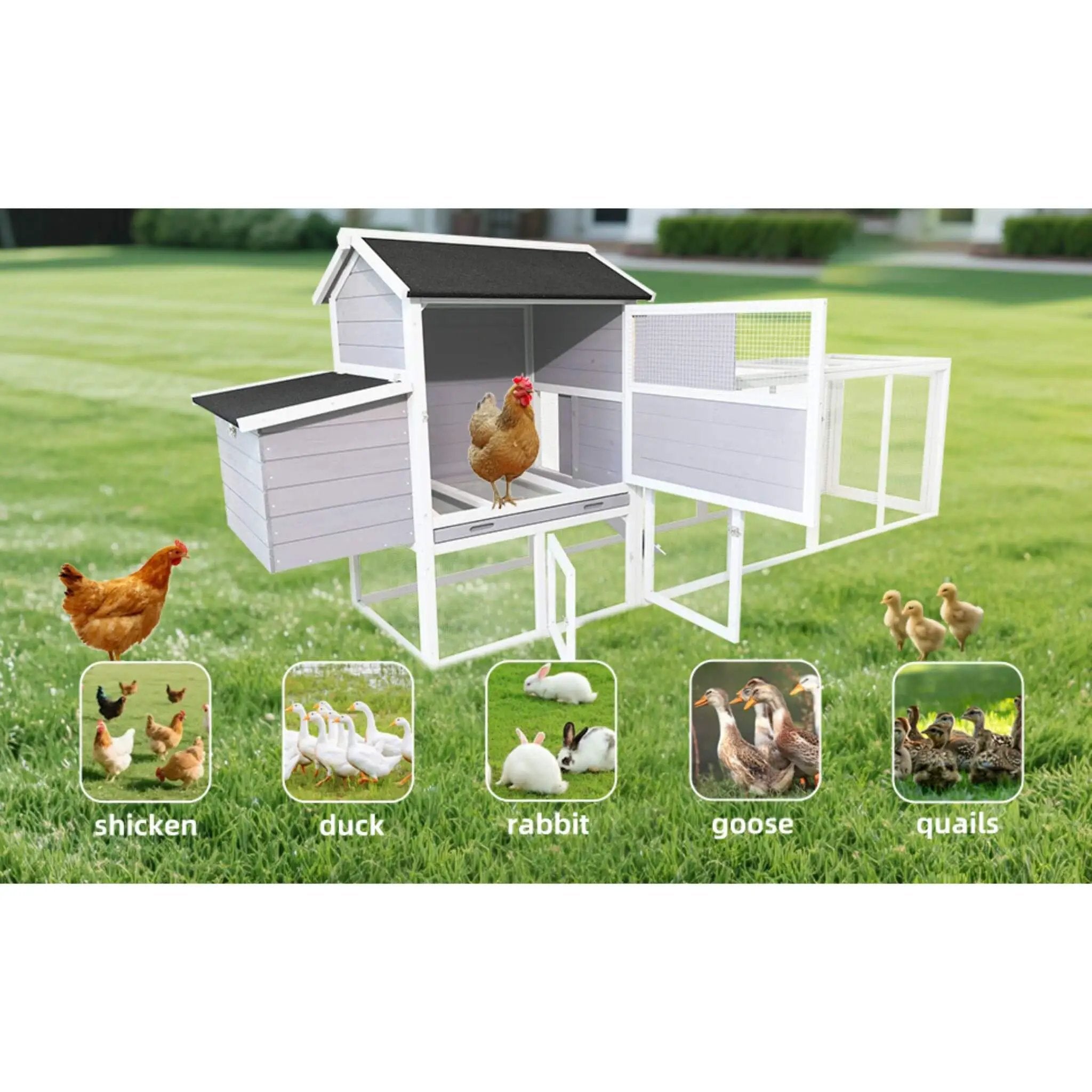 Large Heavy-Duty 113-Inch Outdoor Anti-UV Waterproof Wooden Chicken Coop Hen House (SAK32684) by SAKSBY WHOLESALE