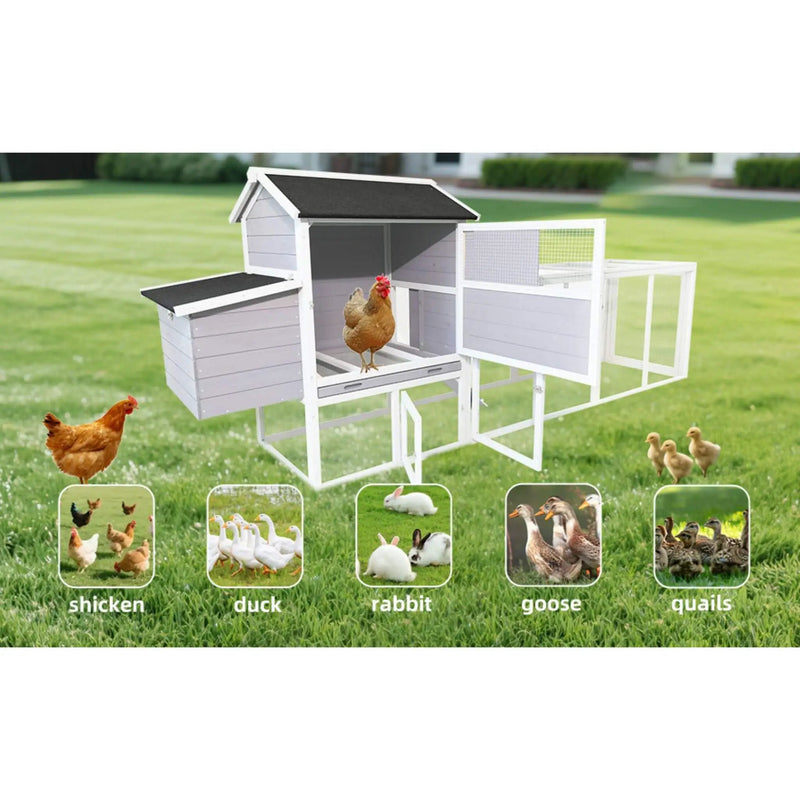 Large Heavy-Duty 113-Inch Outdoor Anti-UV Waterproof Wooden Chicken Coop Hen House (SAK32684) by SAKSBY WHOLESALE