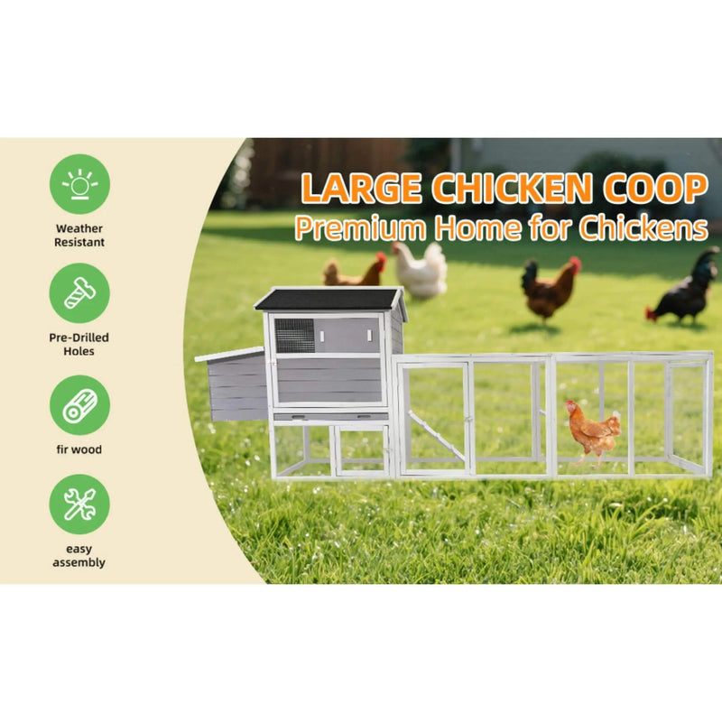 Large Heavy-Duty 113-Inch Outdoor Anti-UV Waterproof Wooden Chicken Coop Hen House (SAK32684) by SAKSBY WHOLESALE