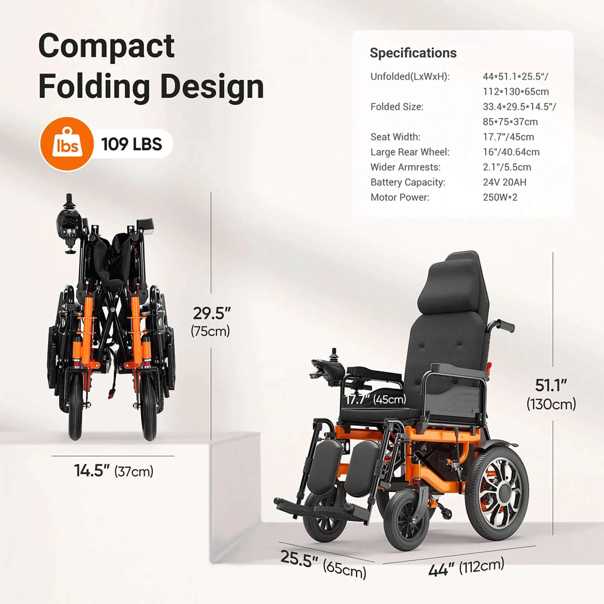 Motivo Premium Lightweight Electric Full Reclining Motorized Foldable Wheelchair (SAK91516) by SAKSBY WHOLESALE