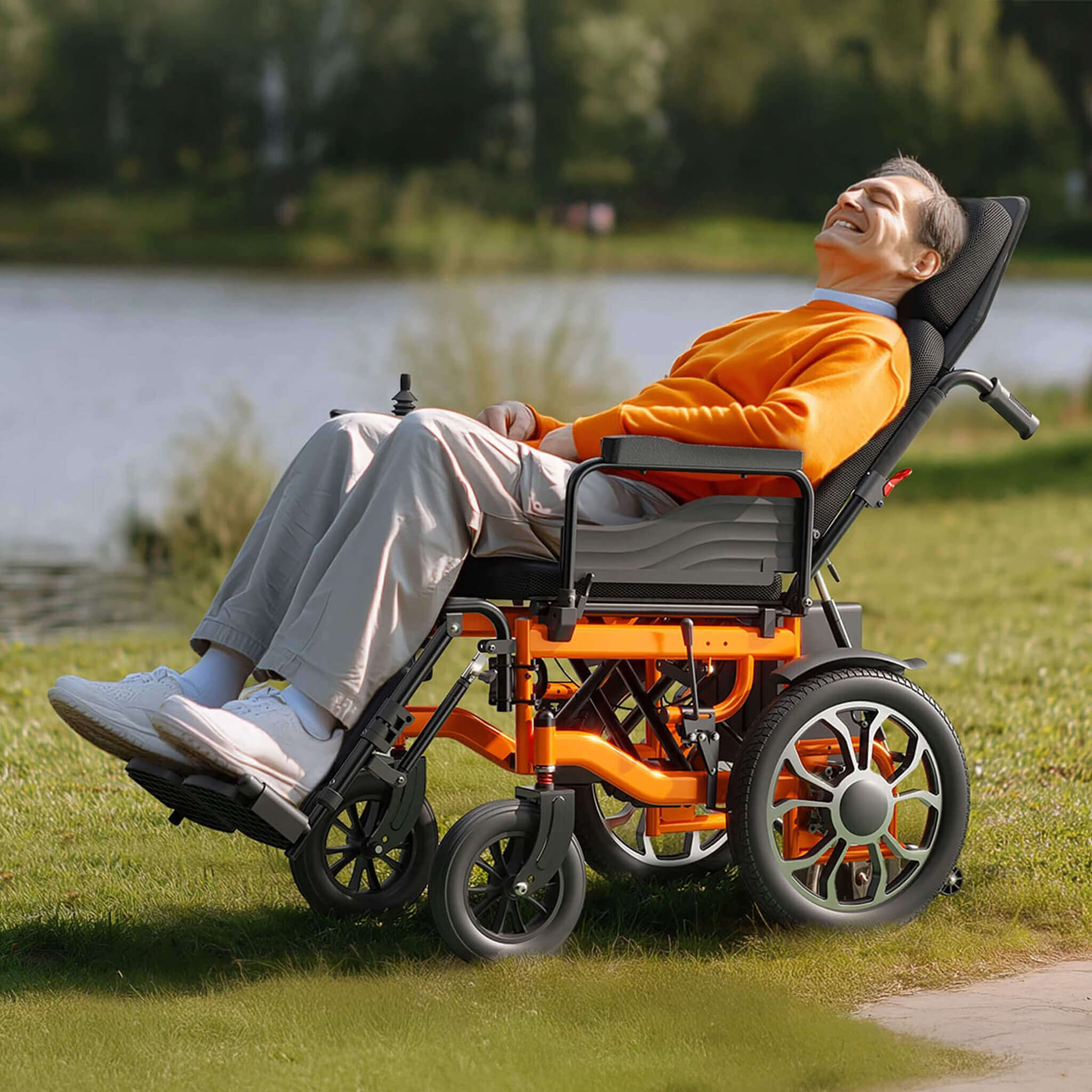 Motivo Premium Lightweight Electric Full Reclining Motorized Foldable Wheelchair (SAK91516) by SAKSBY WHOLESALE