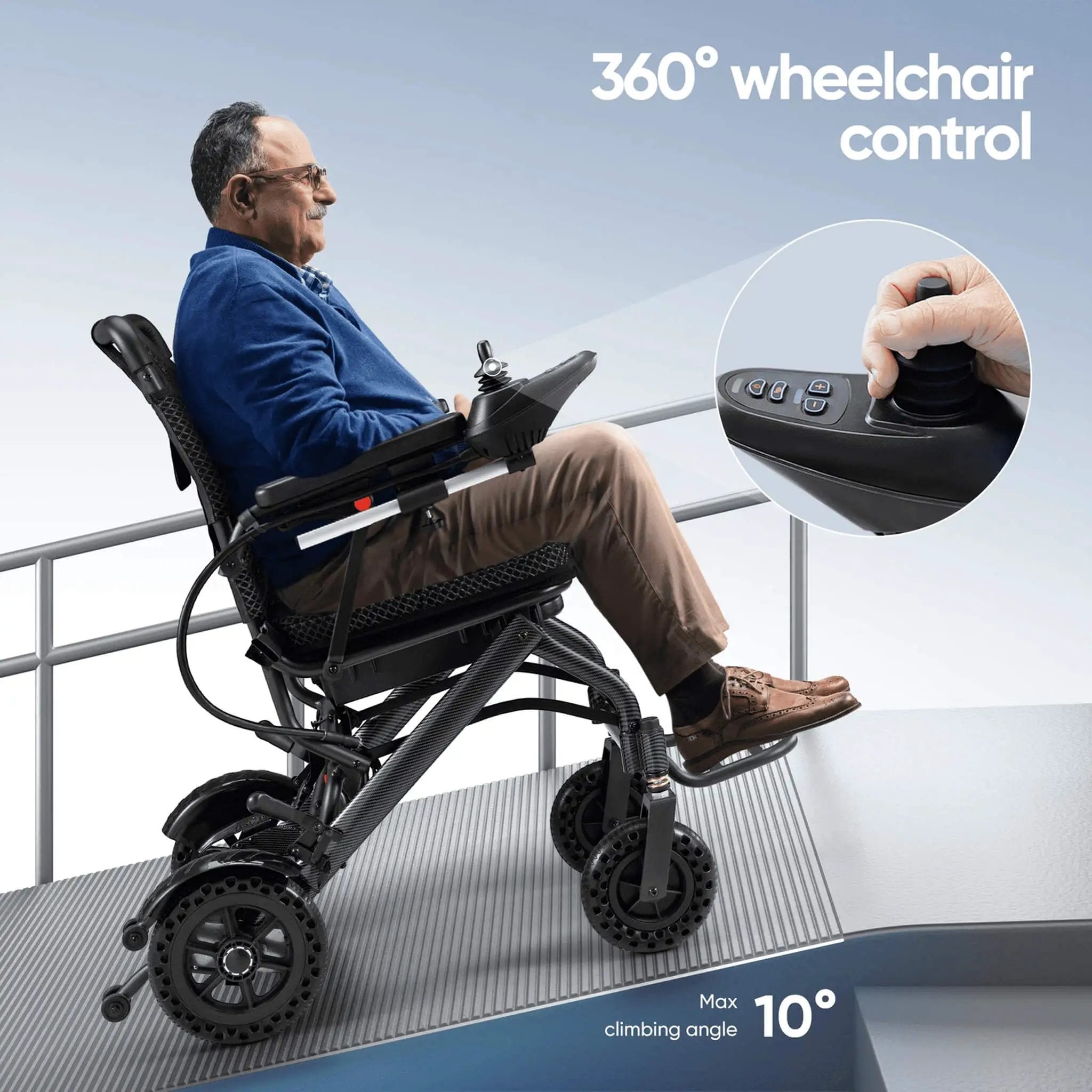 Pride Premium Lightweight Foldable All-Terrain Electric Wheelchair, 300LBS [FDA & Airline Approved] (SAK18673) by SAKSBY WHOLESALE