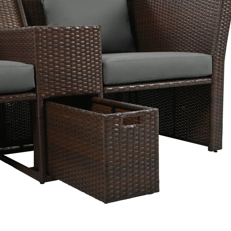 Alora Premium Outdoor 2-Seater Patio Daybed With Foldable Awning, Cushions, And Rattan Frame (SAK90233) by SAKSBY WHOLESALE
