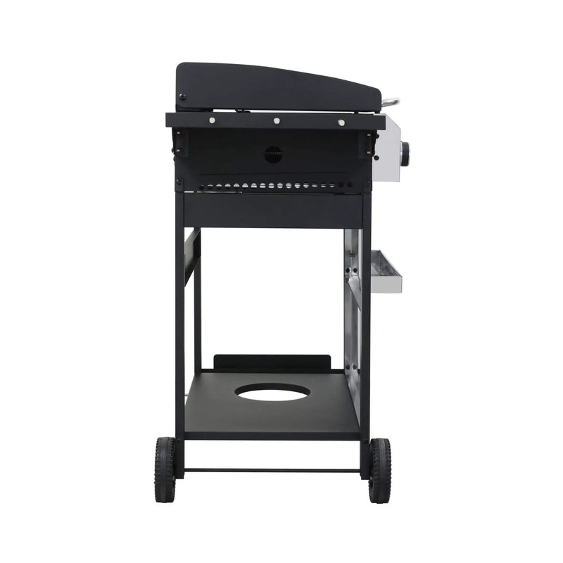 Premium Outdoor 4-Burner Propane BBQ Grill With Foldable Side Tables, Hanging Basket, And Cooking Grids (SAK53213) by SAKSBY WHOLESALE