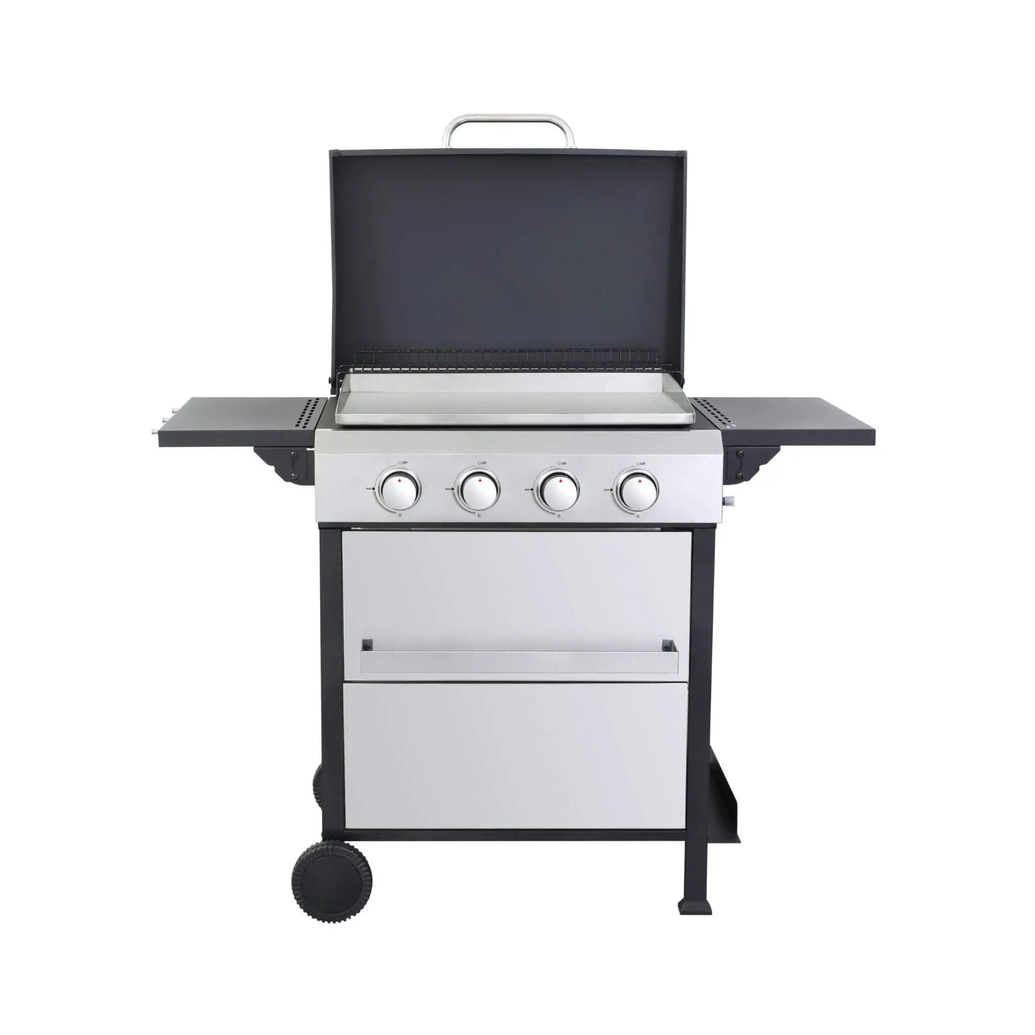 Premium Outdoor 4-Burner Propane BBQ Grill With Foldable Side Tables, Hanging Basket, And Cooking Grids (SAK53213) by SAKSBY WHOLESALE