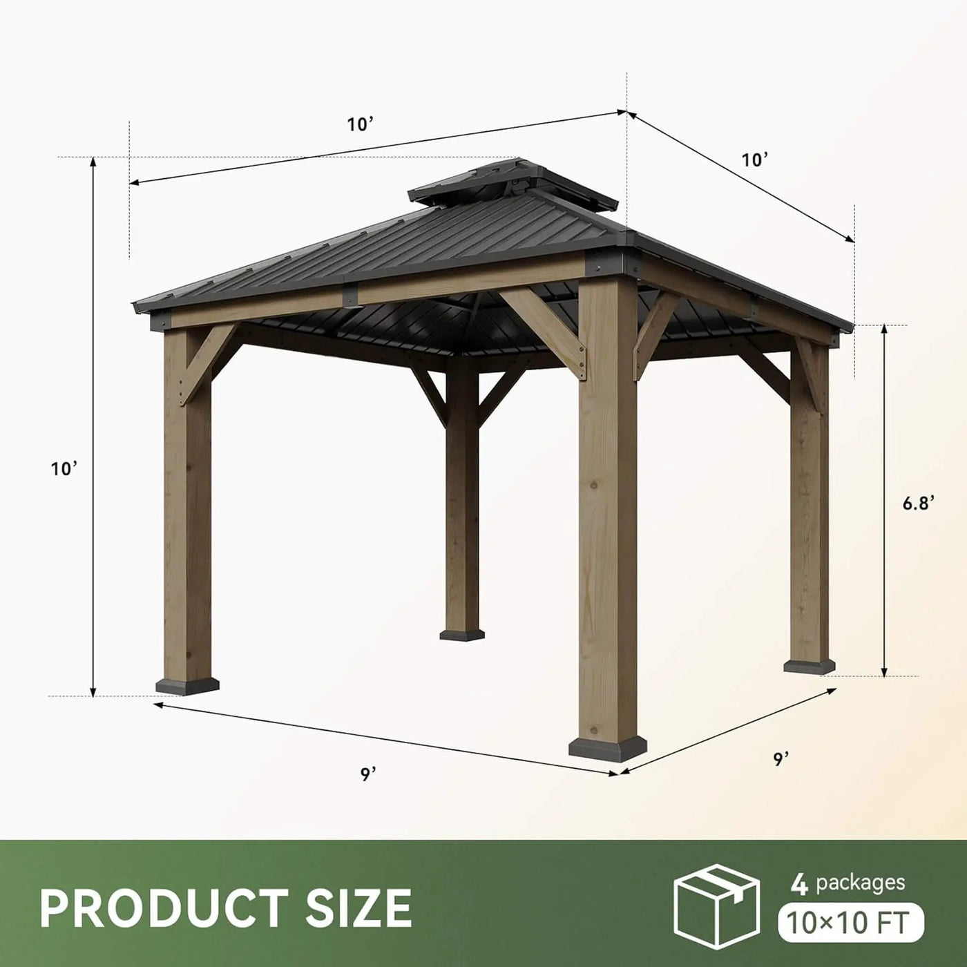 Alora Premium Outdoor Cedar Wood Galvanized Steel Hardtop Gazebo (SAK23907) by SAKSBY WHOLESALE