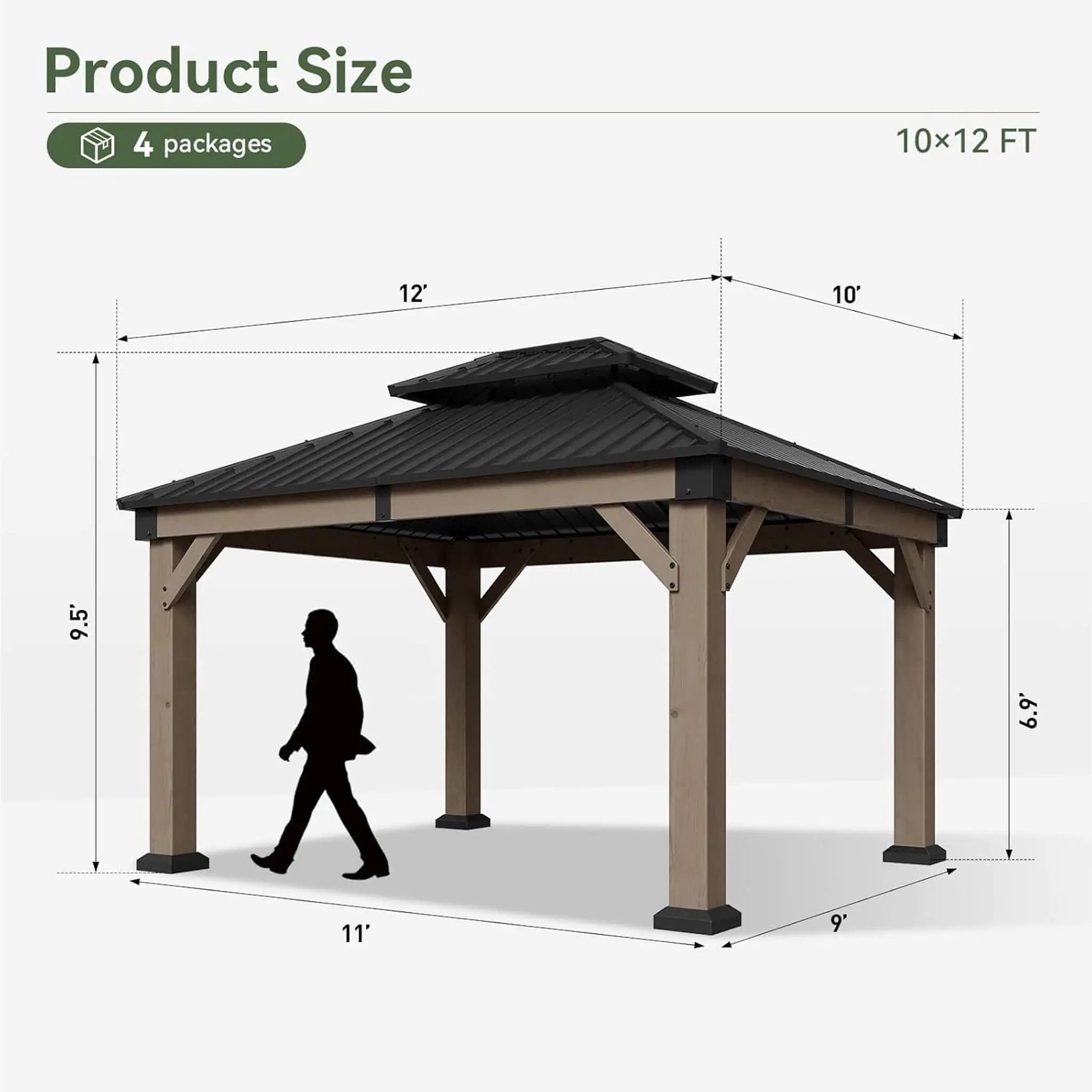 Alora Premium Outdoor Cedar Wood Galvanized Steel Hardtop Gazebo (SAK23907) by SAKSBY WHOLESALE