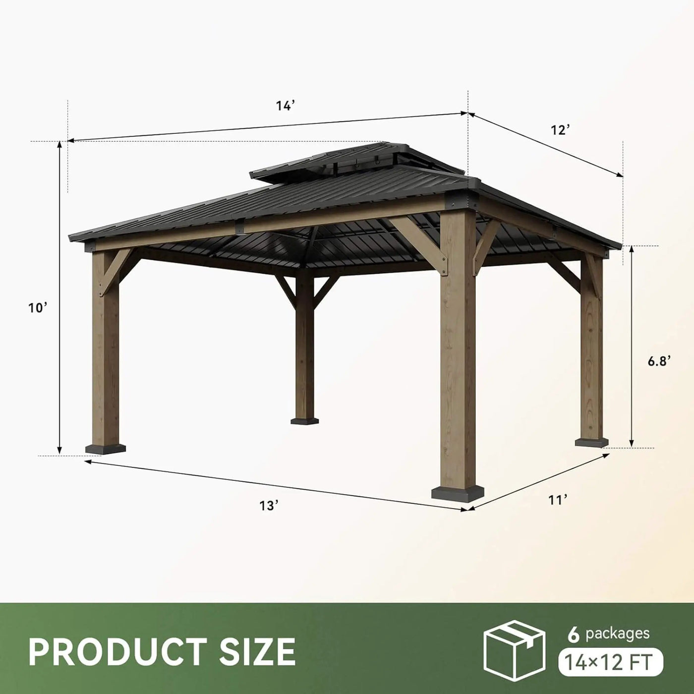 Alora Premium Outdoor Cedar Wood Galvanized Steel Hardtop Gazebo (SAK23907) by SAKSBY WHOLESALE