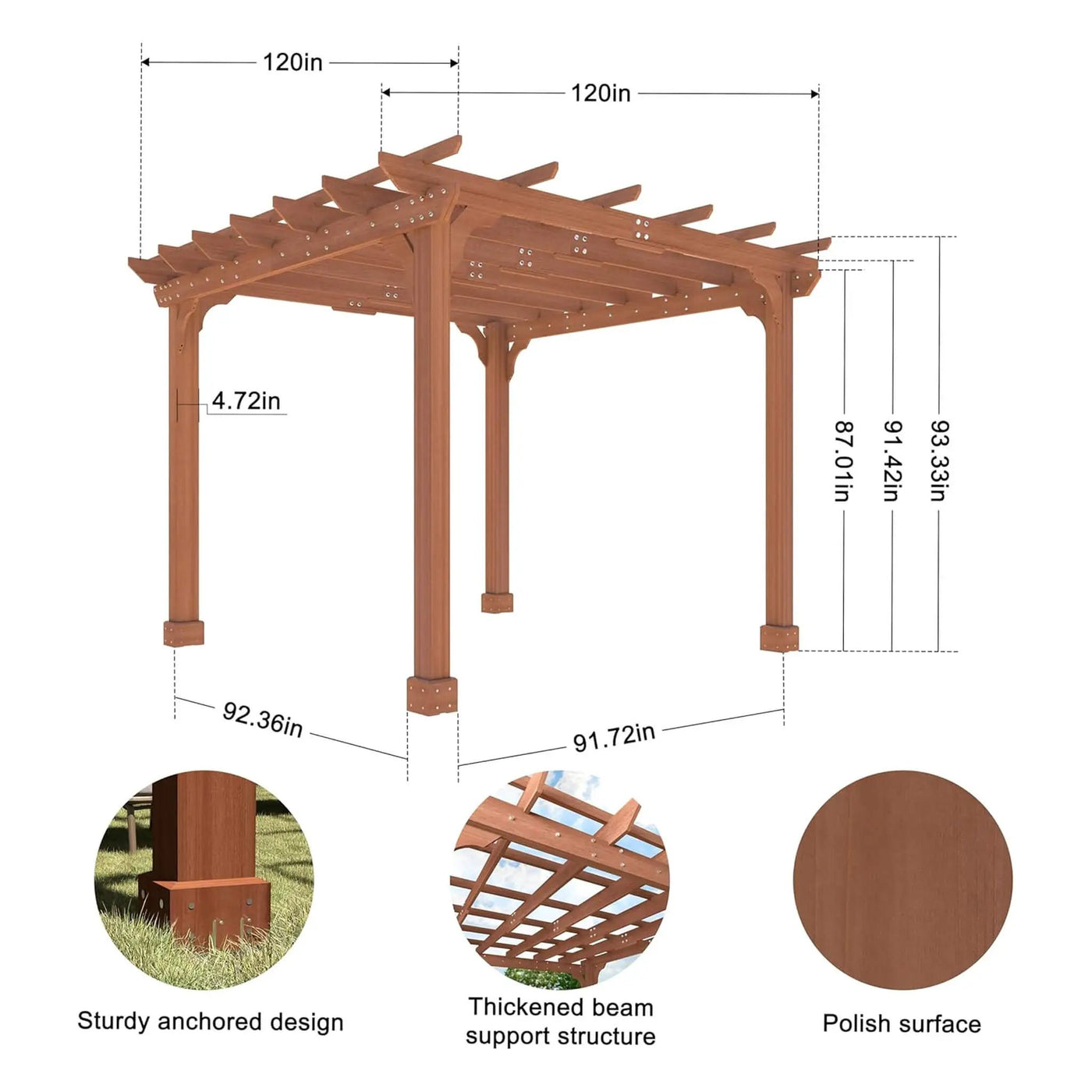 Alora Premium Outdoor Cedar Wood Pergola With Slatted Roof (SAK87024) by SAKSBY WHOLESALE
