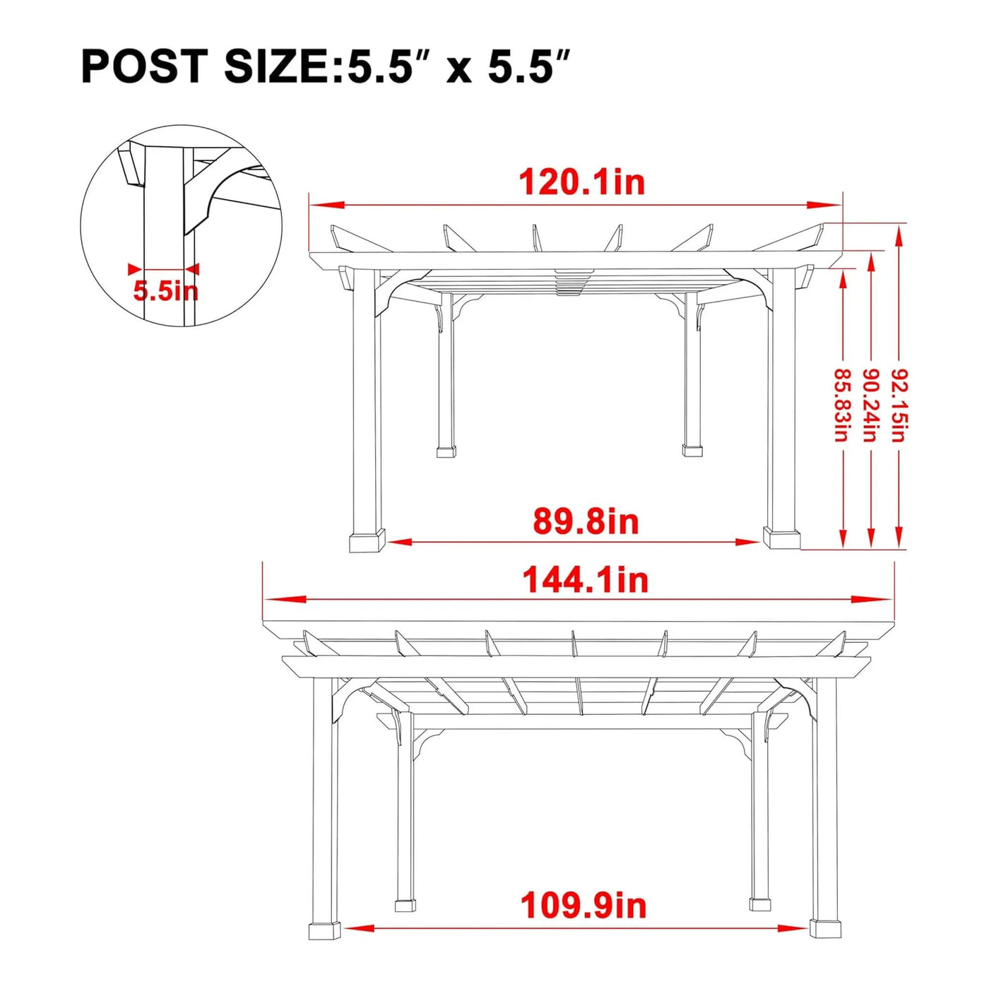 Alora Premium Outdoor Cedar Wood Pergola With Slatted Roof (SAK87024) by SAKSBY WHOLESALE