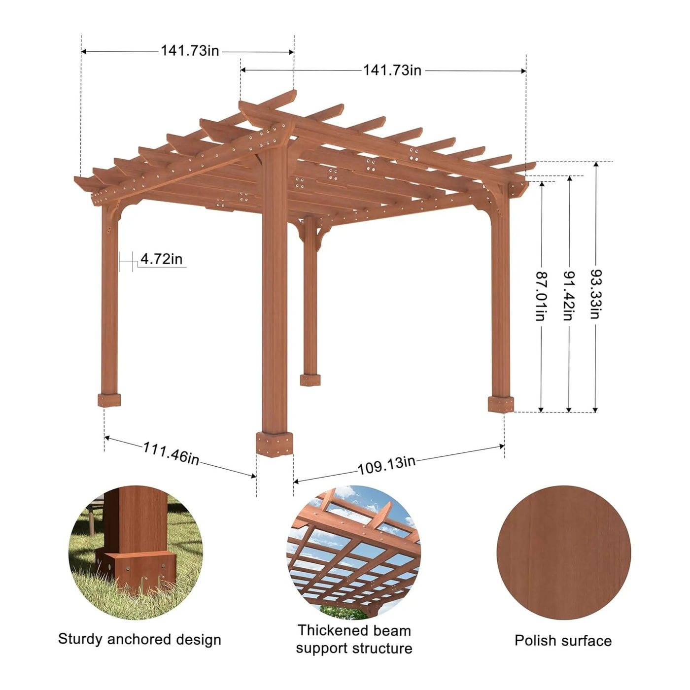 Alora Premium Outdoor Cedar Wood Pergola With Slatted Roof (SAK87024) by SAKSBY WHOLESALE