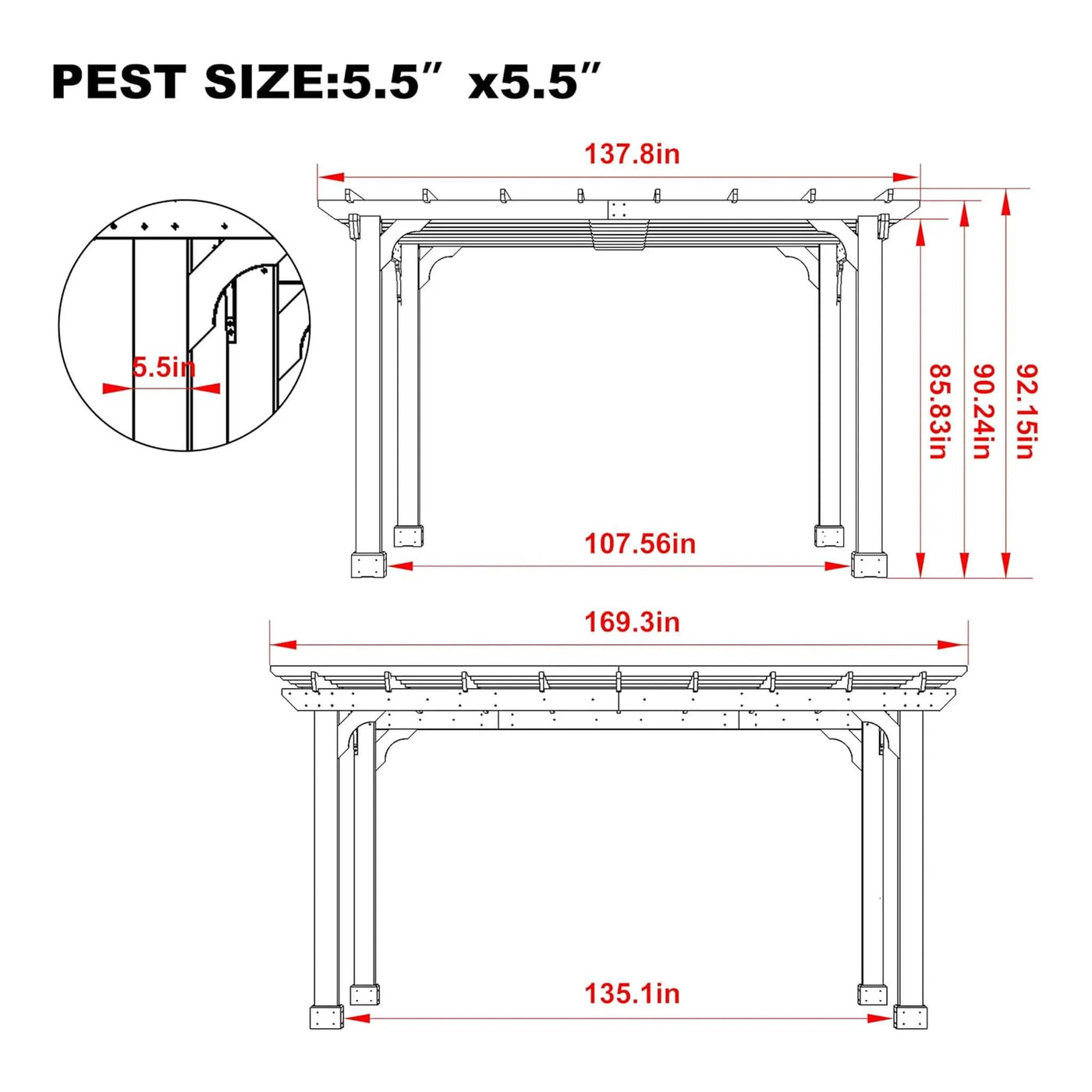 Alora Premium Outdoor Cedar Wood Pergola With Slatted Roof (SAK87024) by SAKSBY WHOLESALE