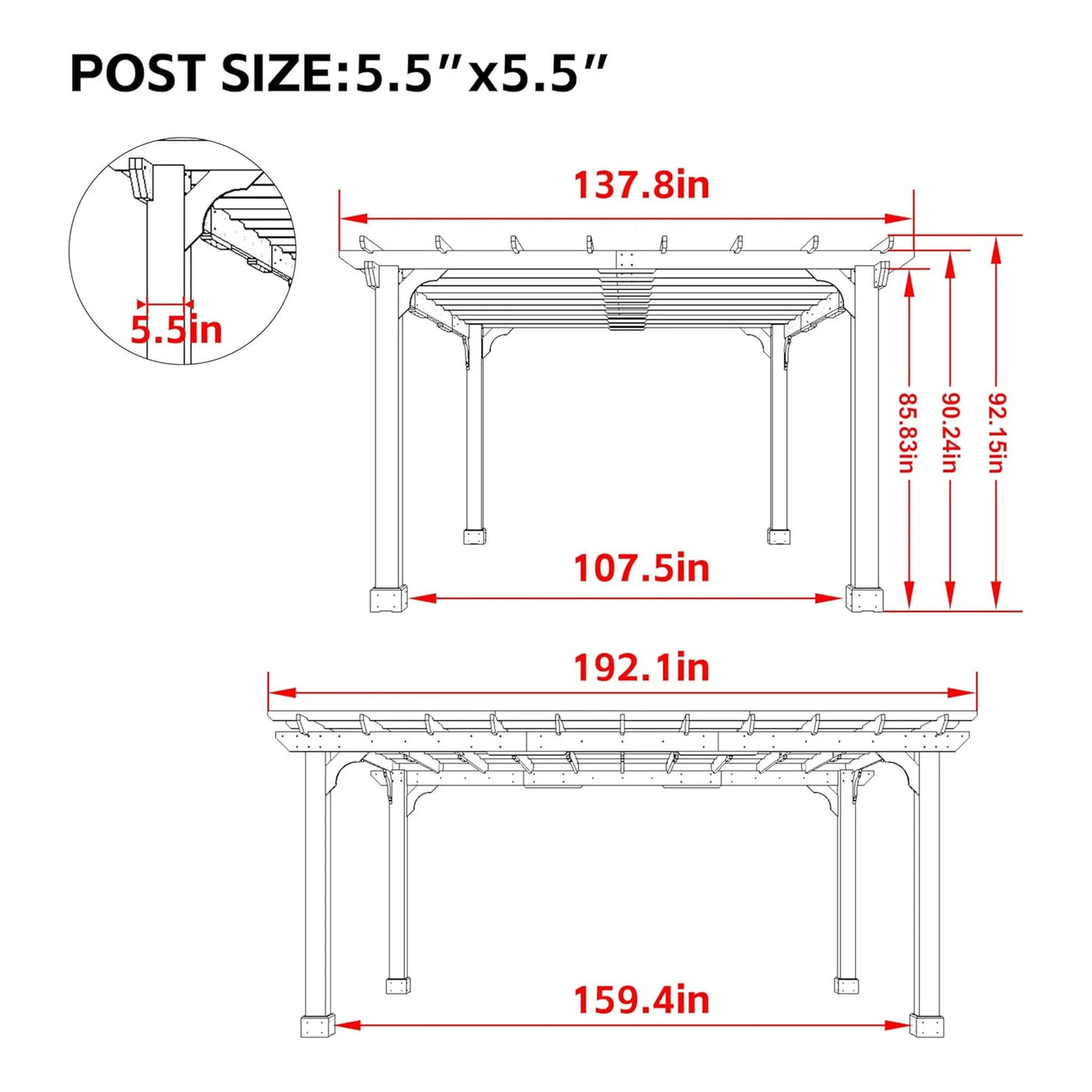 Alora Premium Outdoor Cedar Wood Pergola With Slatted Roof (SAK87024) by SAKSBY WHOLESALE