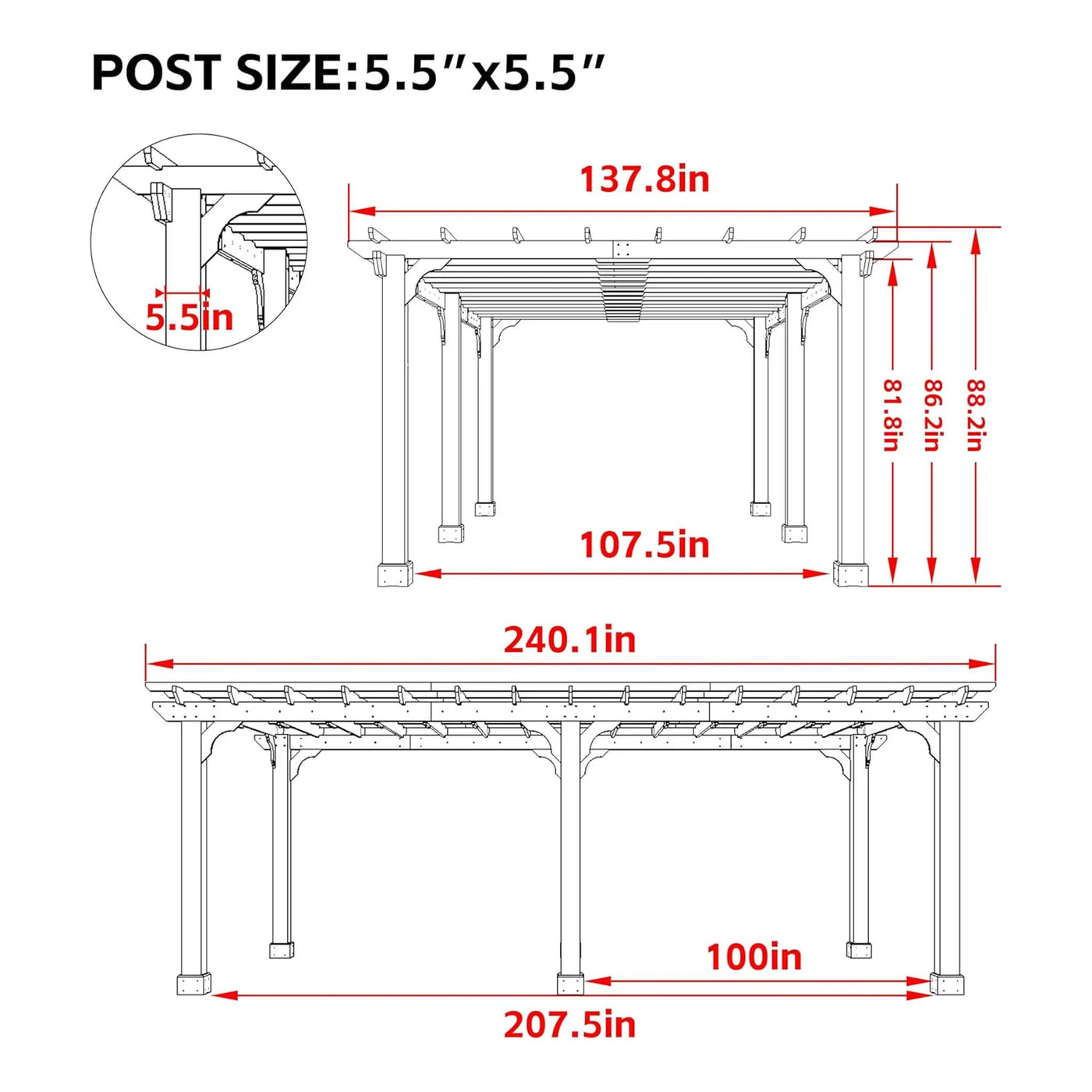 Alora Premium Outdoor Cedar Wood Pergola With Slatted Roof (SAK87024) by SAKSBY WHOLESALE