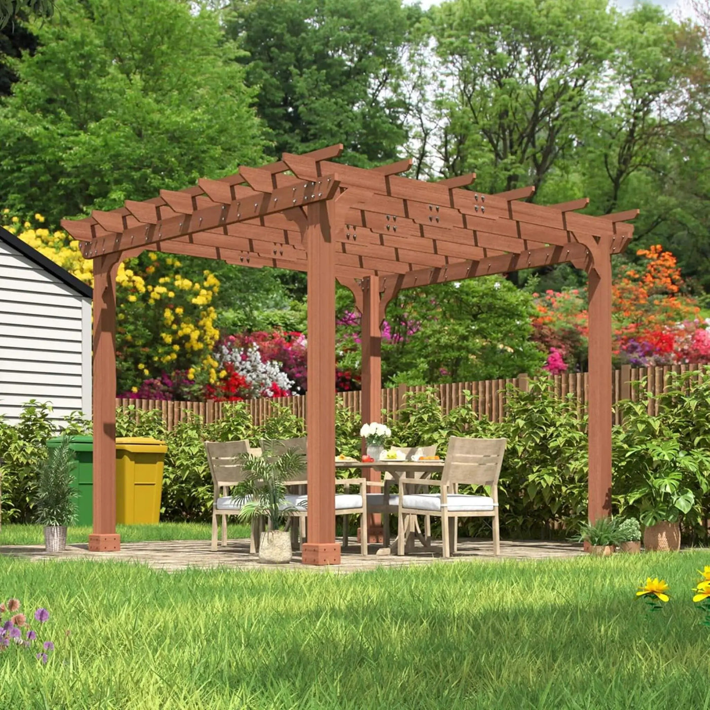Alora Premium Outdoor Cedar Wood Pergola With Slatted Roof (SAK87024) by SAKSBY WHOLESALE
