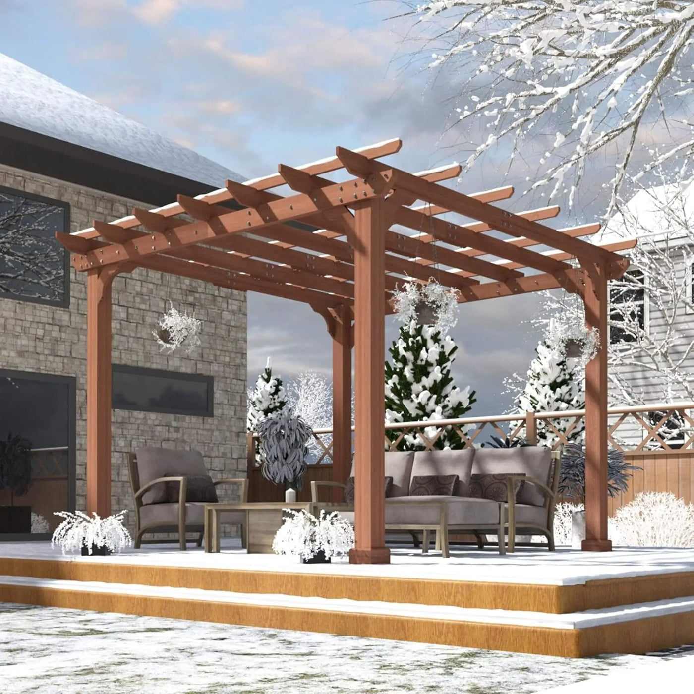 Alora Premium Outdoor Cedar Wood Pergola With Slatted Roof (SAK87024) by SAKSBY WHOLESALE