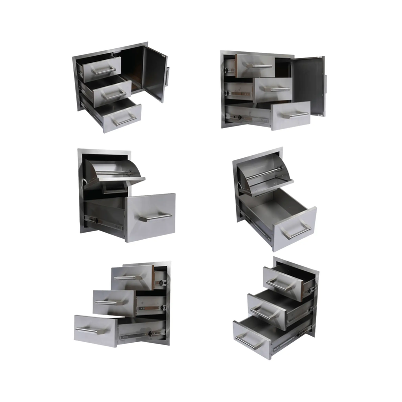 Premium Outdoor Kitchen With 32-Inch 60K BTU Built-In Stainless Steel LPG Gas Grill, Door And Drawer Combo And Stainless Steel Ice Box (SAK98661) by SAKSBY WHOLESALE