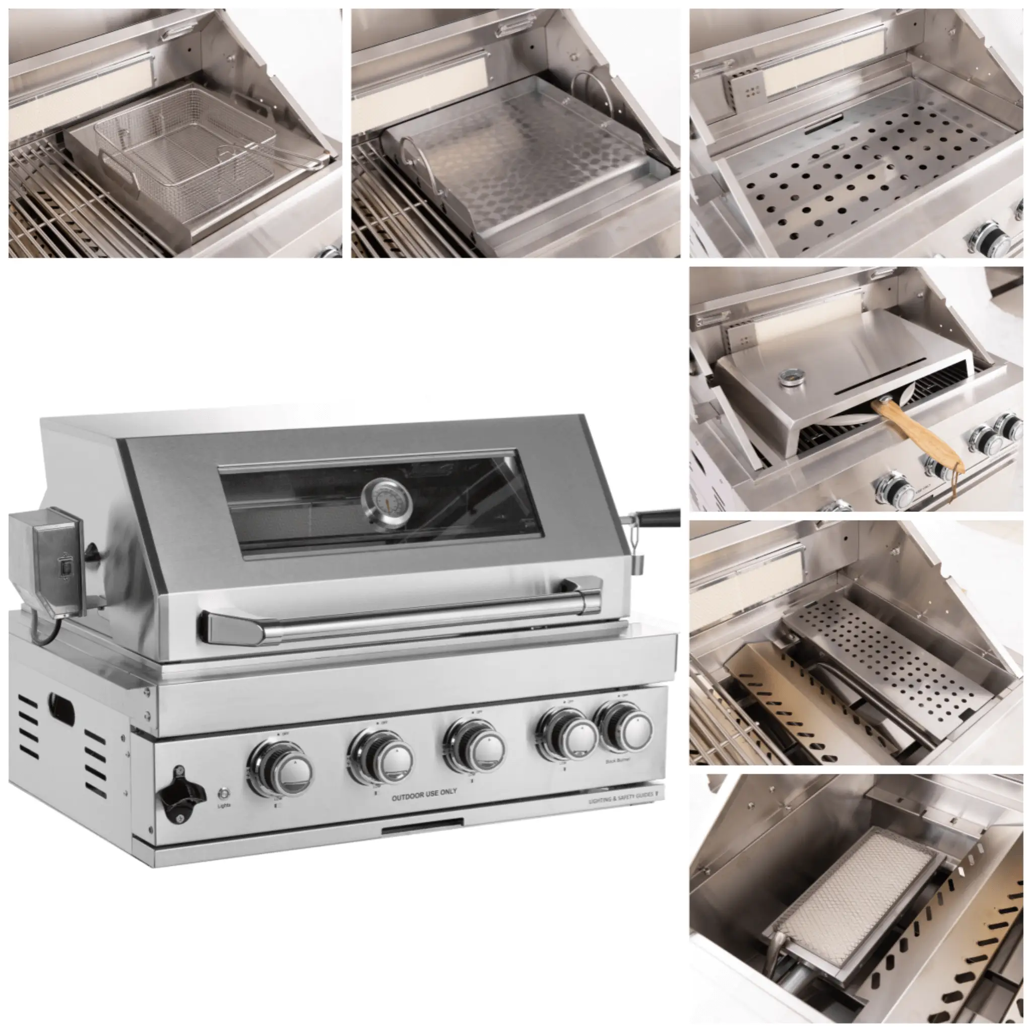 Premium Outdoor Kitchen With 32-Inch 60K BTU Built-In Stainless Steel LPG Gas Grill, Door And Drawer Combo And Stainless Steel Ice Box (SAK98661) by SAKSBY WHOLESALE