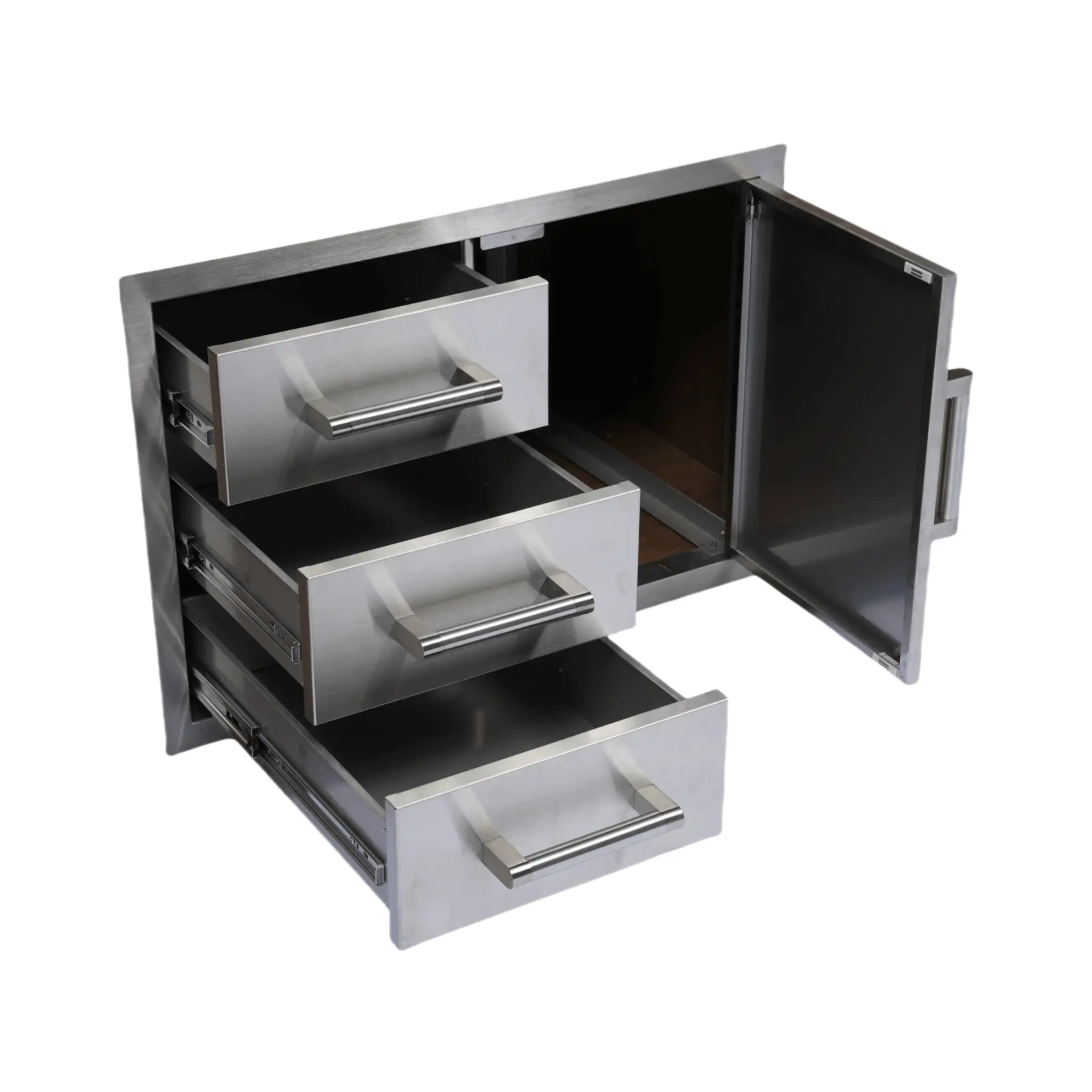 Premium Outdoor Kitchen With 32-Inch 60K BTU Built-In Stainless Steel LPG Gas Grill, Door And Drawer Combo And Stainless Steel Ice Box (SAK98661) by SAKSBY WHOLESALE