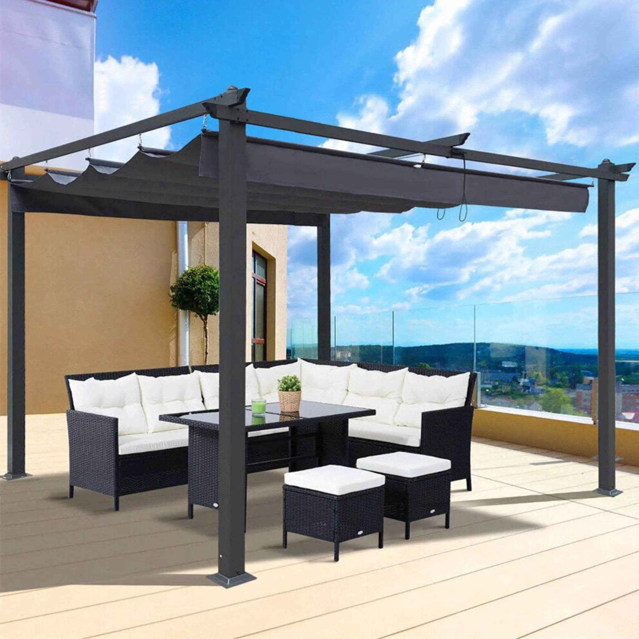 [10X13FT] Alora Premium Outdoor Patio Retractable Pergola With Canopy (SAK01864) by SAKSBY WHOLESALE