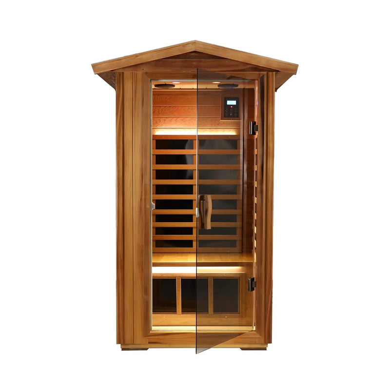 Thermora Xyra Premium 1-Person Outdoor Red Cedar Infrared Sauna With Low EMF, Chromotherapy And Bluetooth (SAK32783) by SAKSBY WHOLESALE