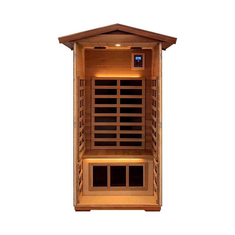 Thermora Xyra Premium 1-Person Outdoor Red Cedar Infrared Sauna With Low EMF, Chromotherapy And Bluetooth (SAK32783) by SAKSBY WHOLESALE