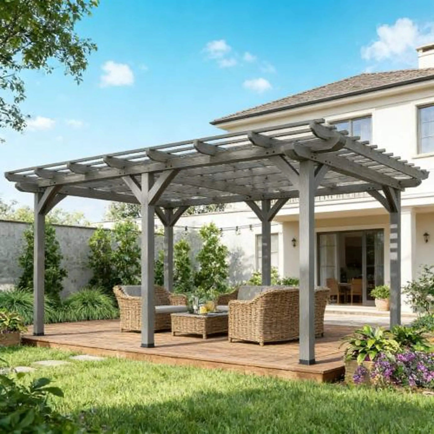 [09X12FT] Alora Premium Outdoor Wooden Grape Trellis Pergola (SAK18579) by SAKSBY WHOLESALE